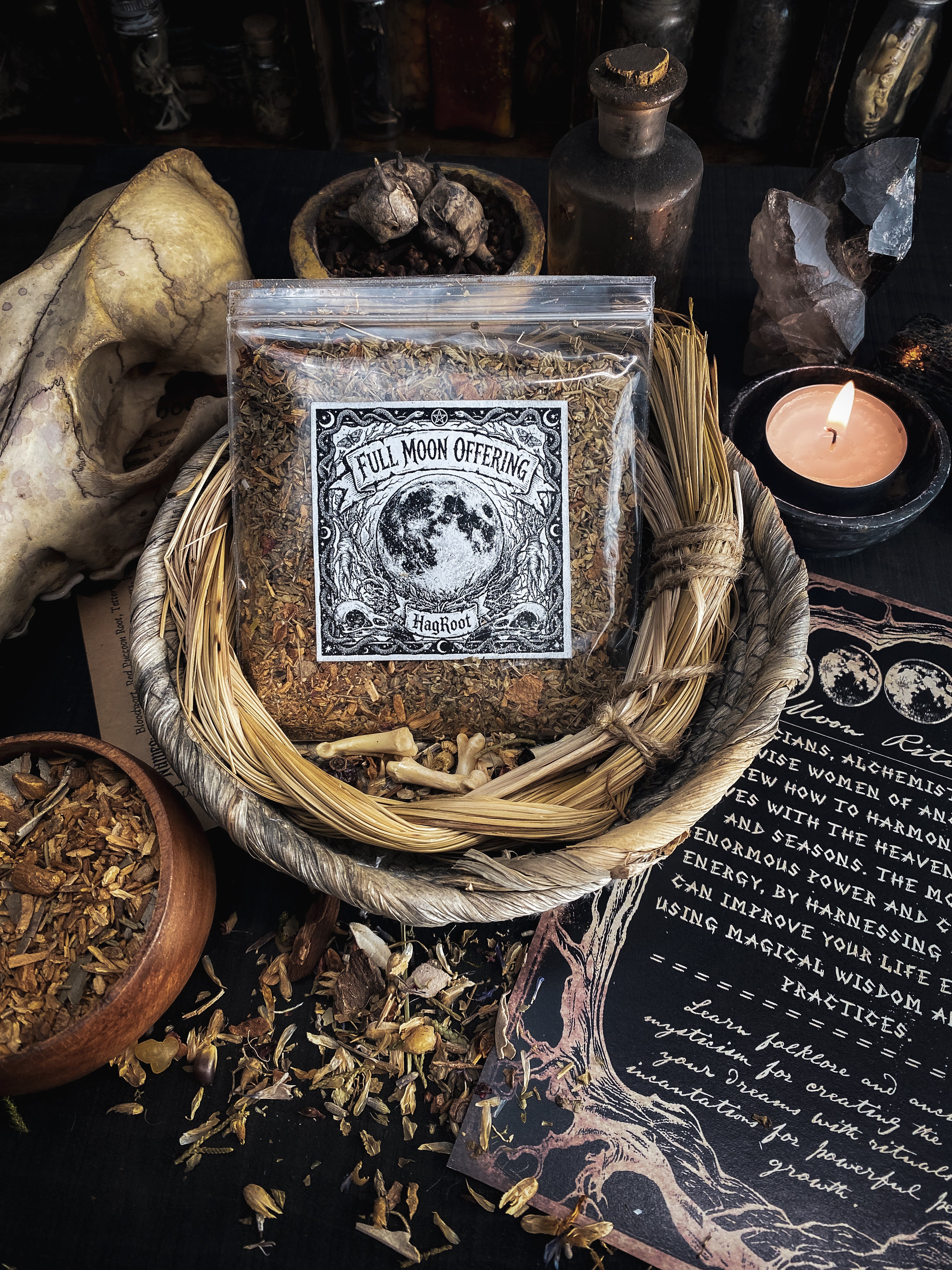 Full Moon Herbal Offering with Damiana, Clove, Rose Petals + Palo Santo