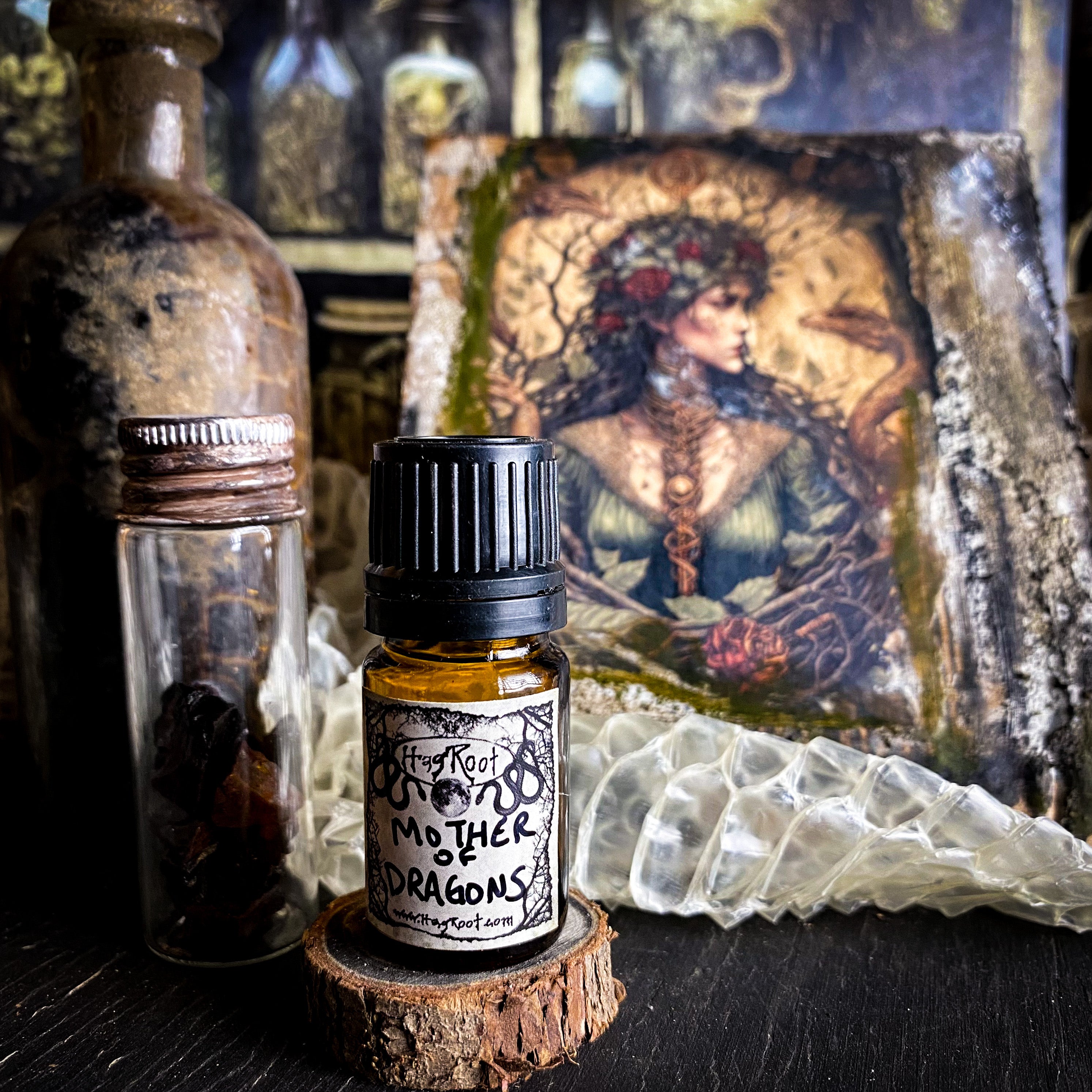 MOTHER OF DRAGONS-(Dragons Blood, Moss, Charred Birch, Smoked Marshmallow, Hawthorn Berry)-Perfume, Cologne, Anointing, Ritual Oil