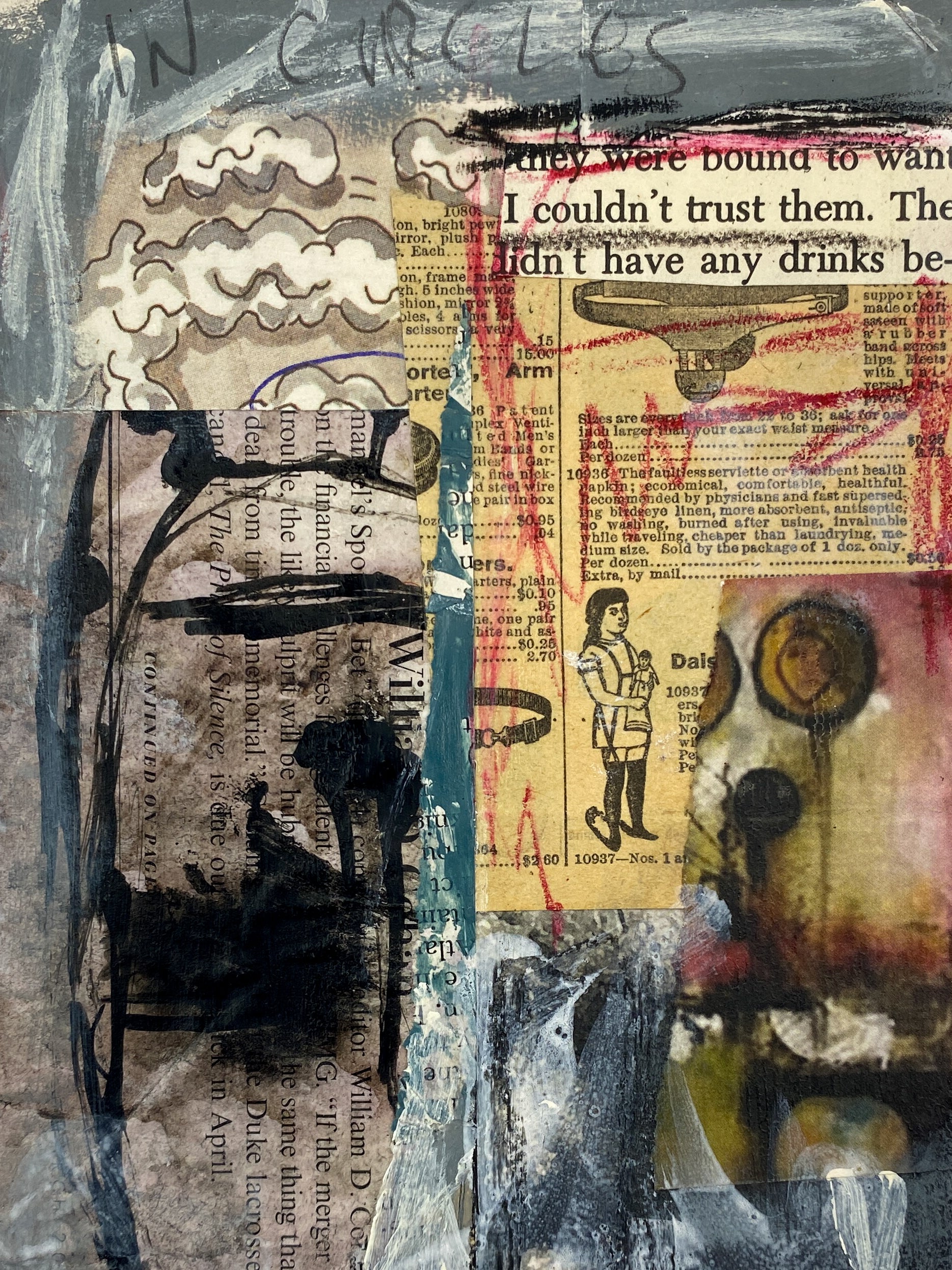 In Circles - Original Mixed Media Collage