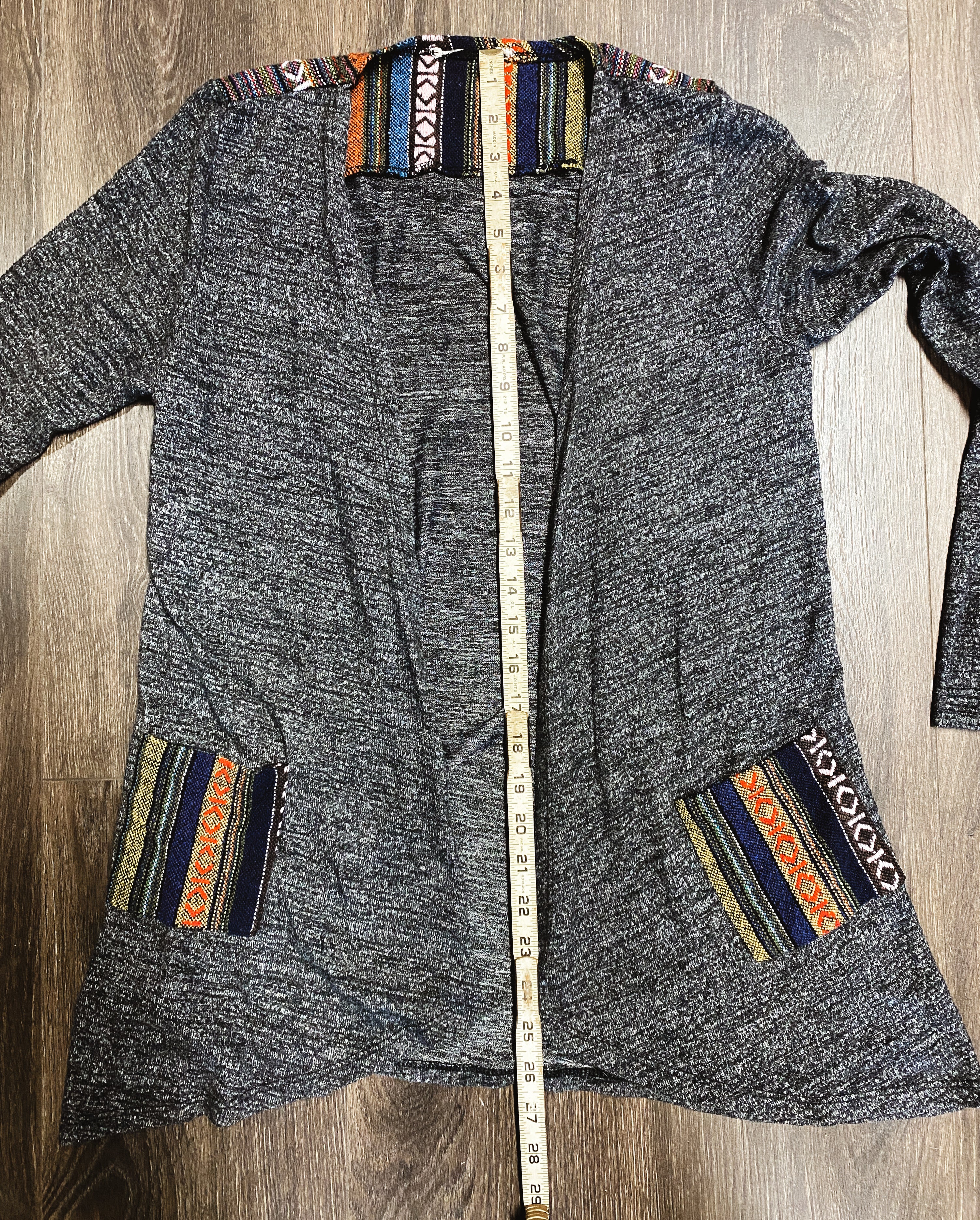 Cardigan With Guatemalan Style Accents  - Size Medium