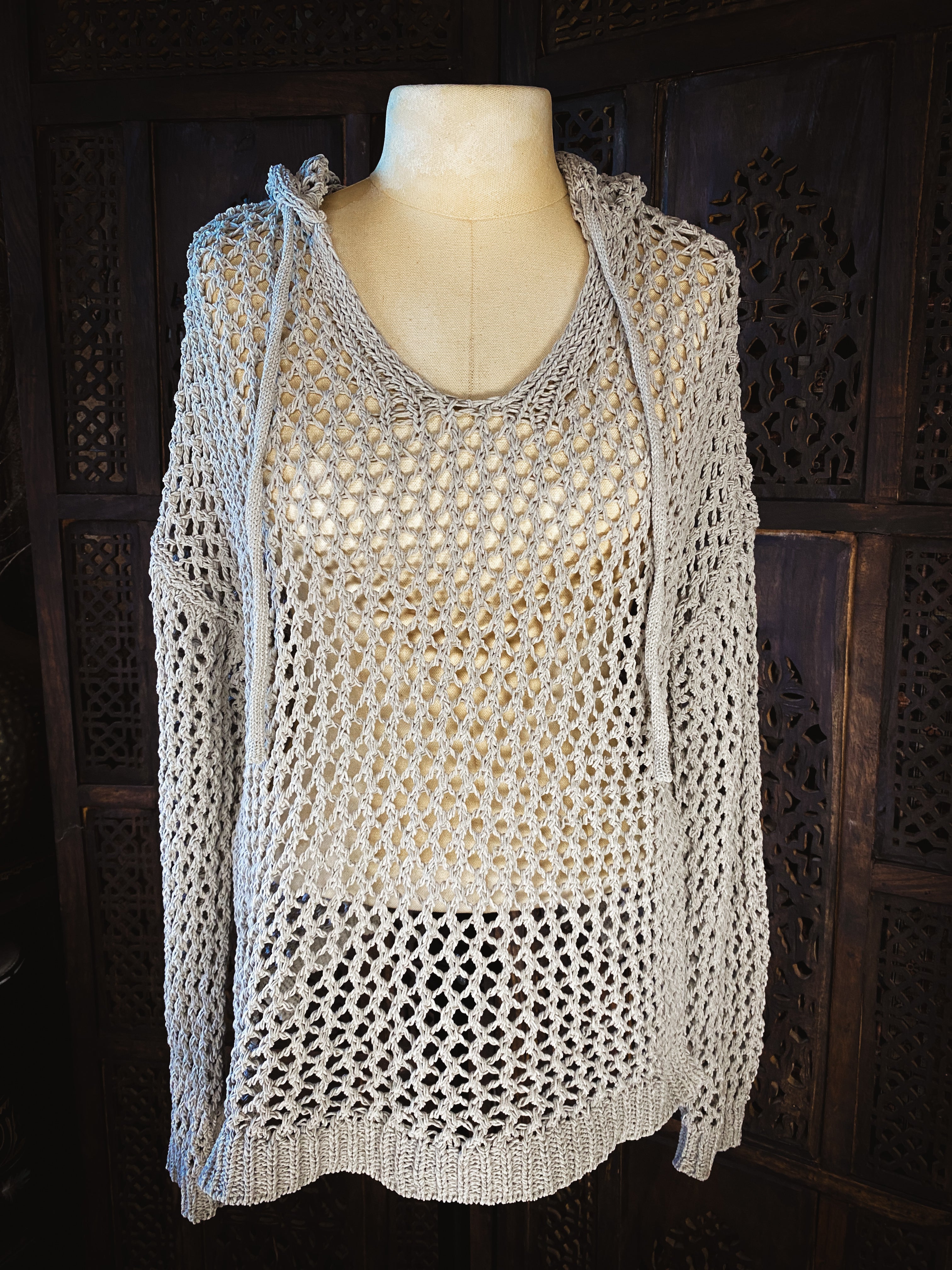 Artelier Mesh Sweater with Hood - Size Small