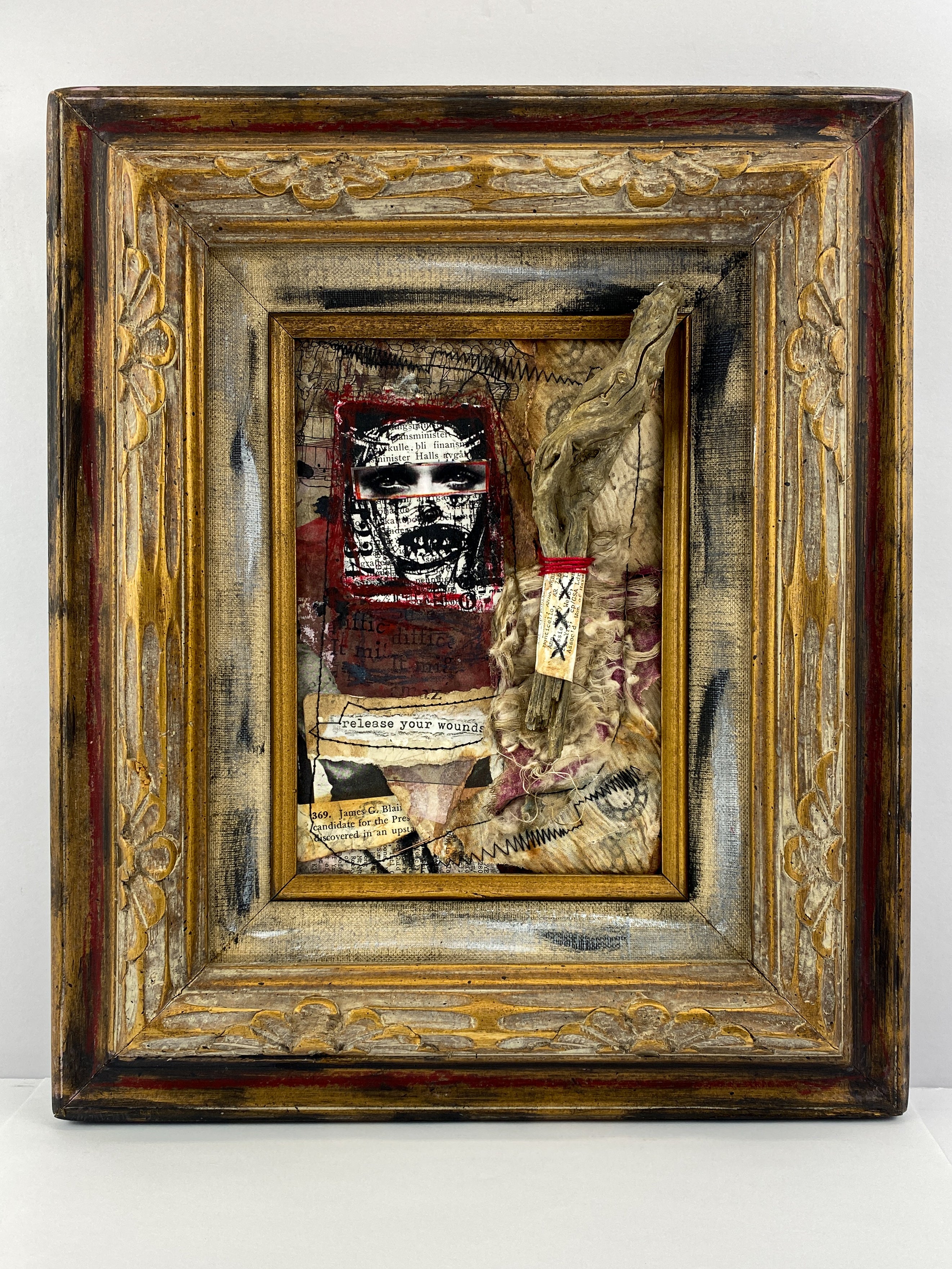 Release Your Wounds - Original Mixed Media Collage In Frame