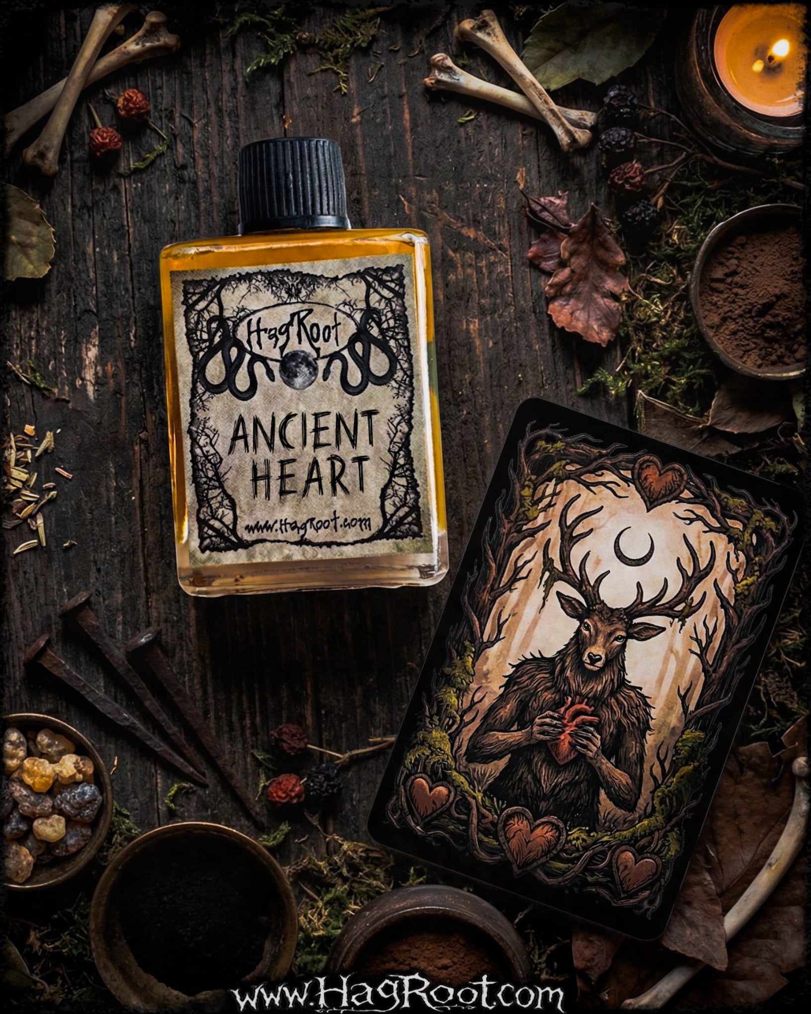 ANCIENT HEART-(Black Tea Leaves, Mahogany Wood, Tobacco)-Perfume, Cologne, Anointing, Ritual Oil