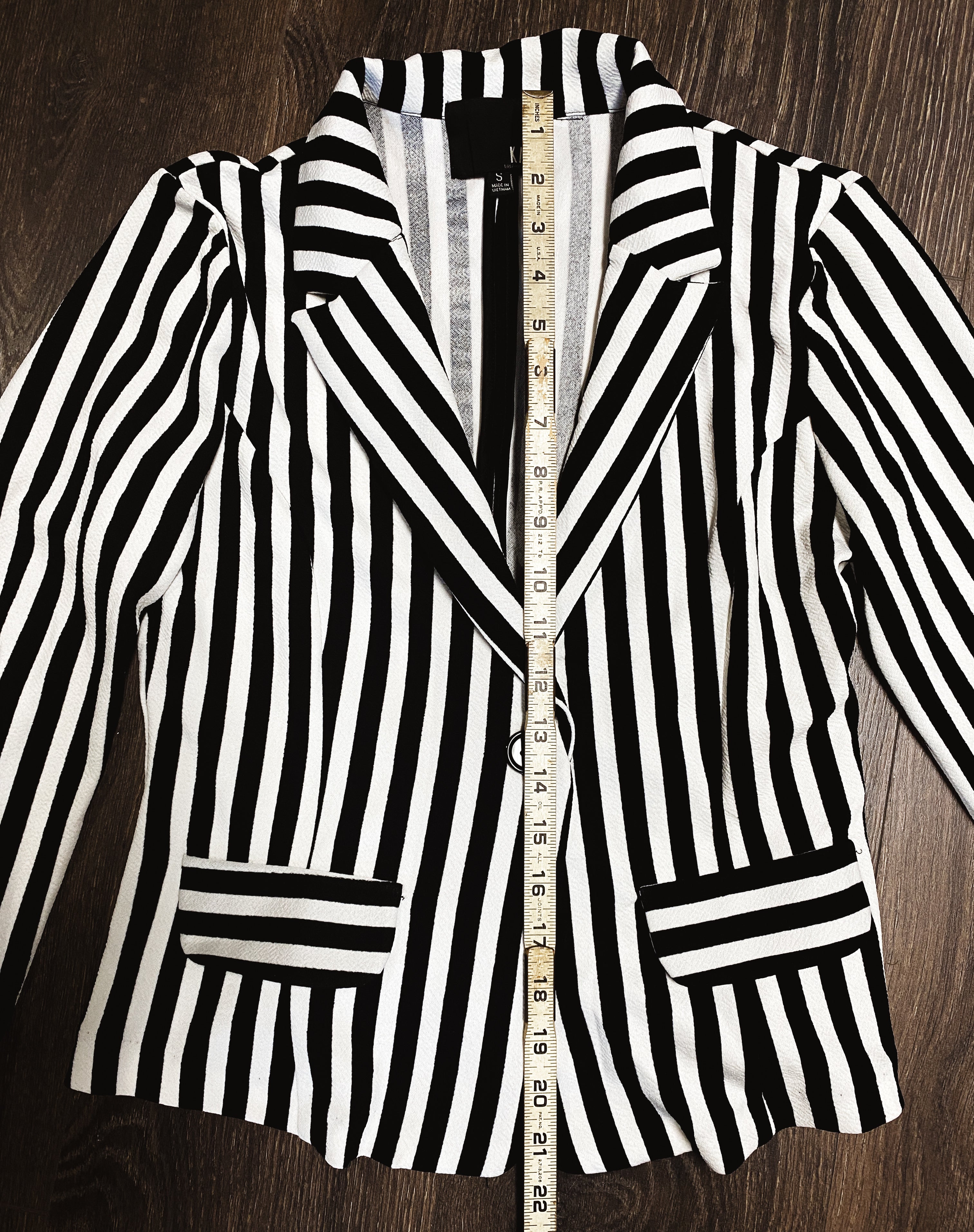 Black + White Striped Jacket - Size Small