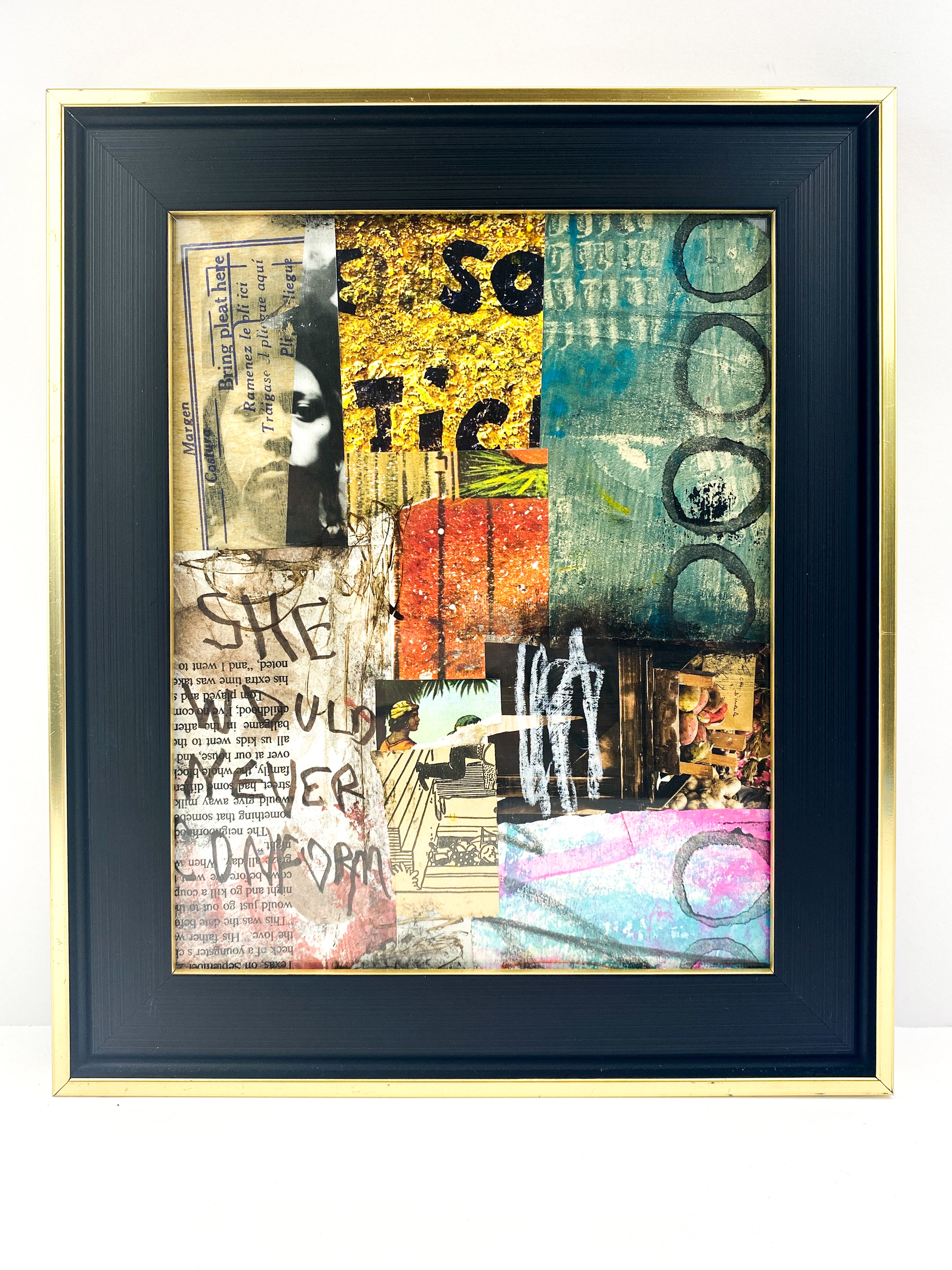 Original sold Abstract Wall Art, Framed Artwork, Acrylic On Paper, Collage