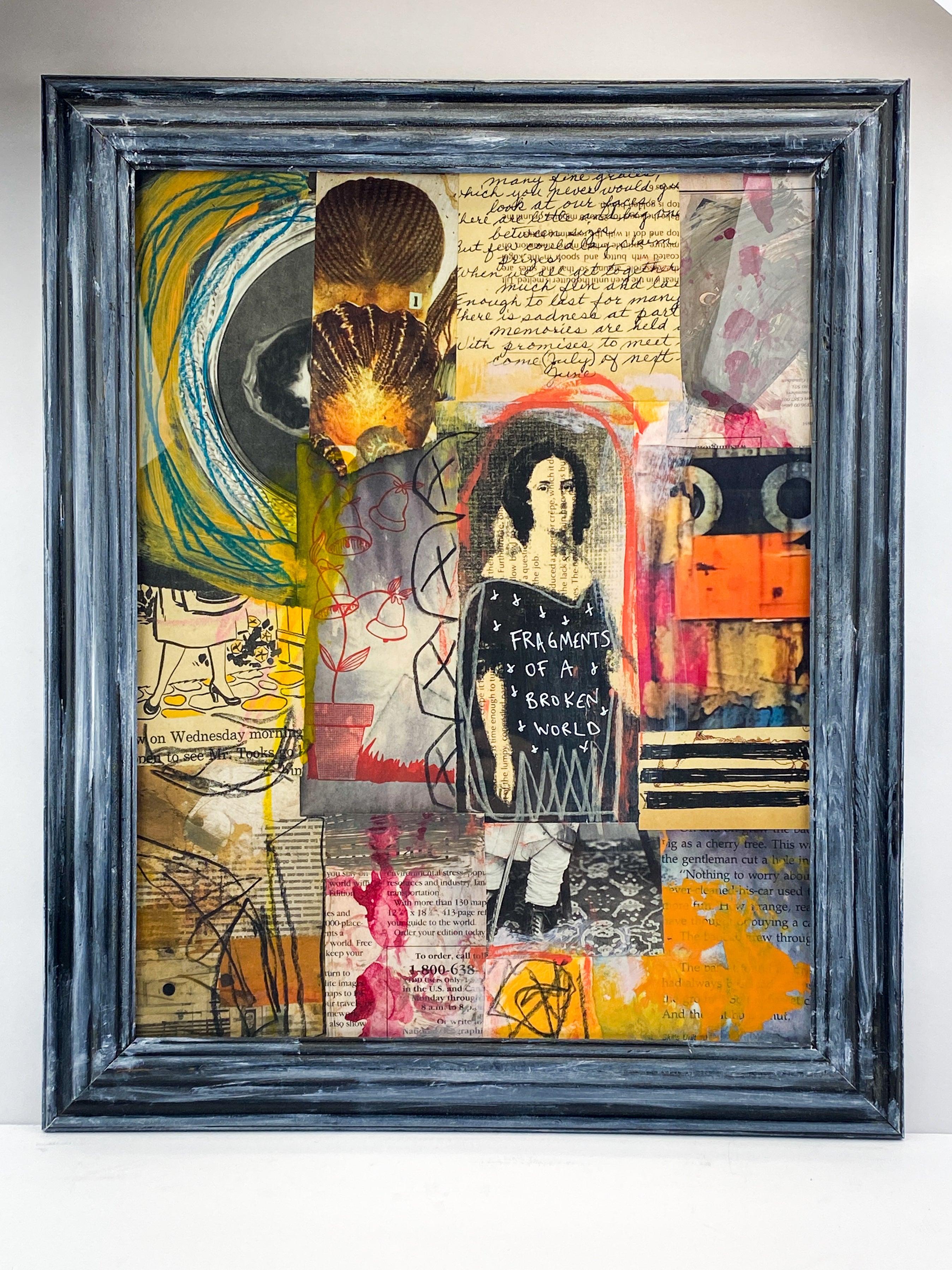 A Broken World - Original Mixed Media Collage In Frame