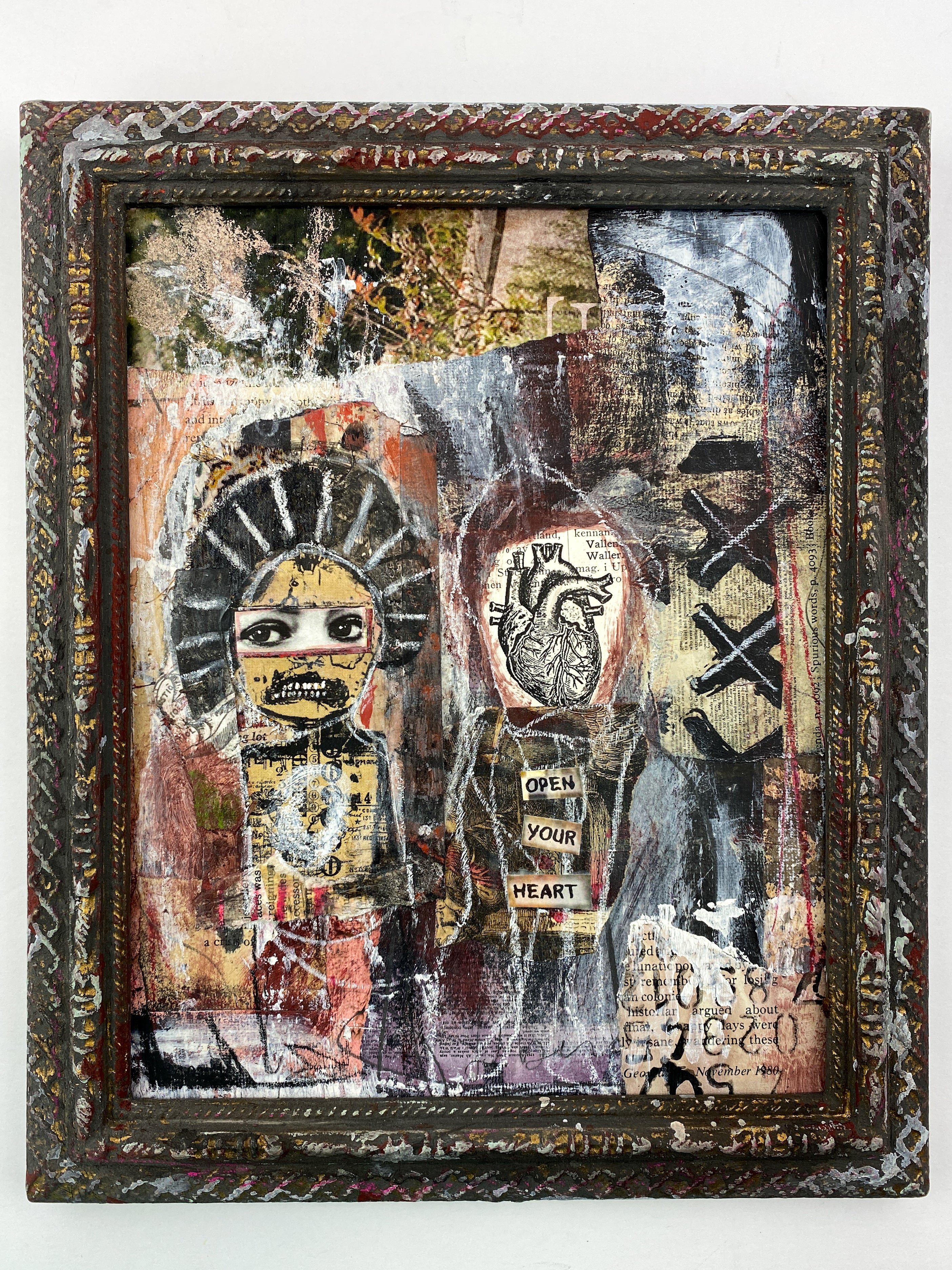 Open Your Heart- Original Mixed Media Collage In Frame