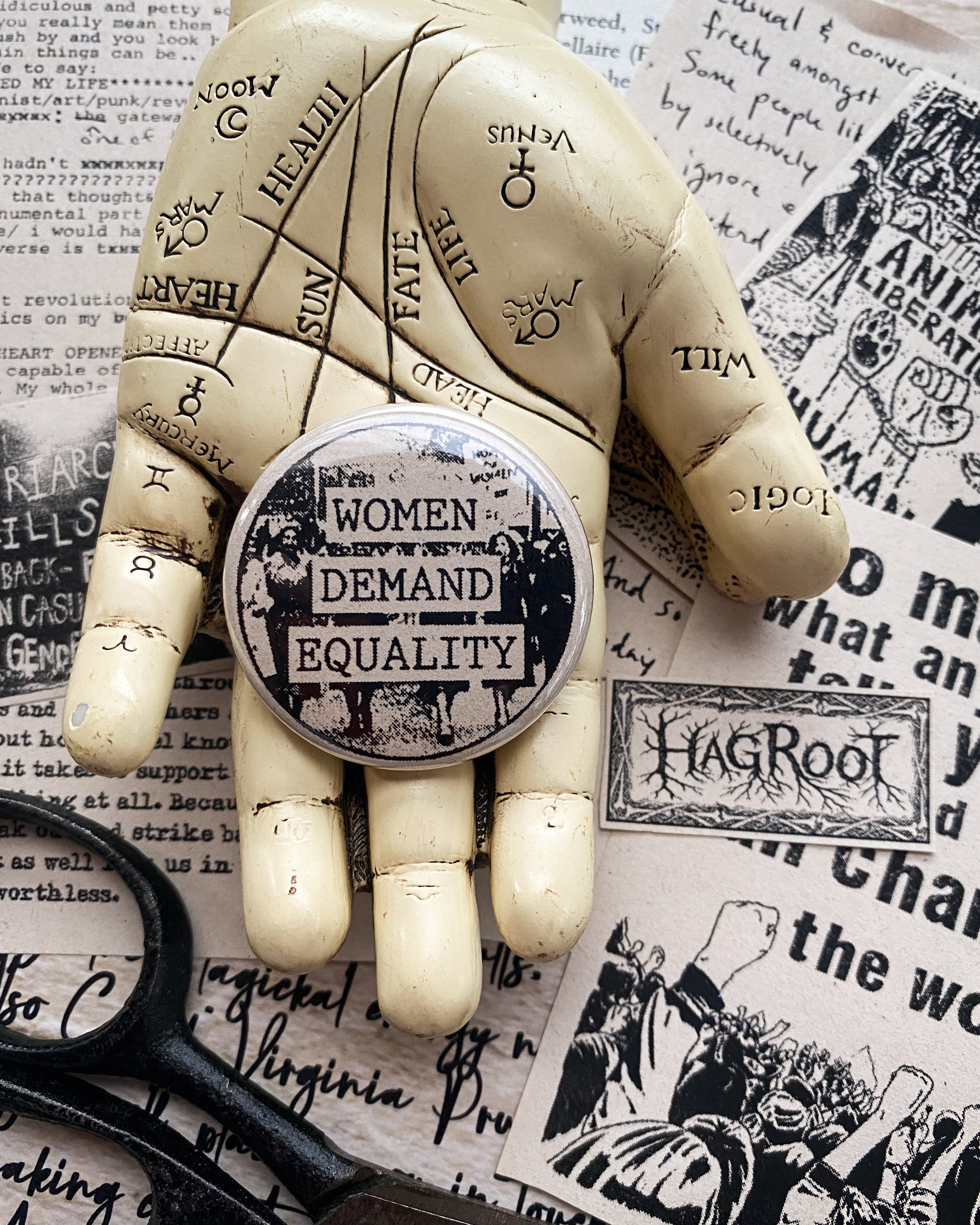 Women Demand Equality - Hand Pressed Button/Pin - 1.5"