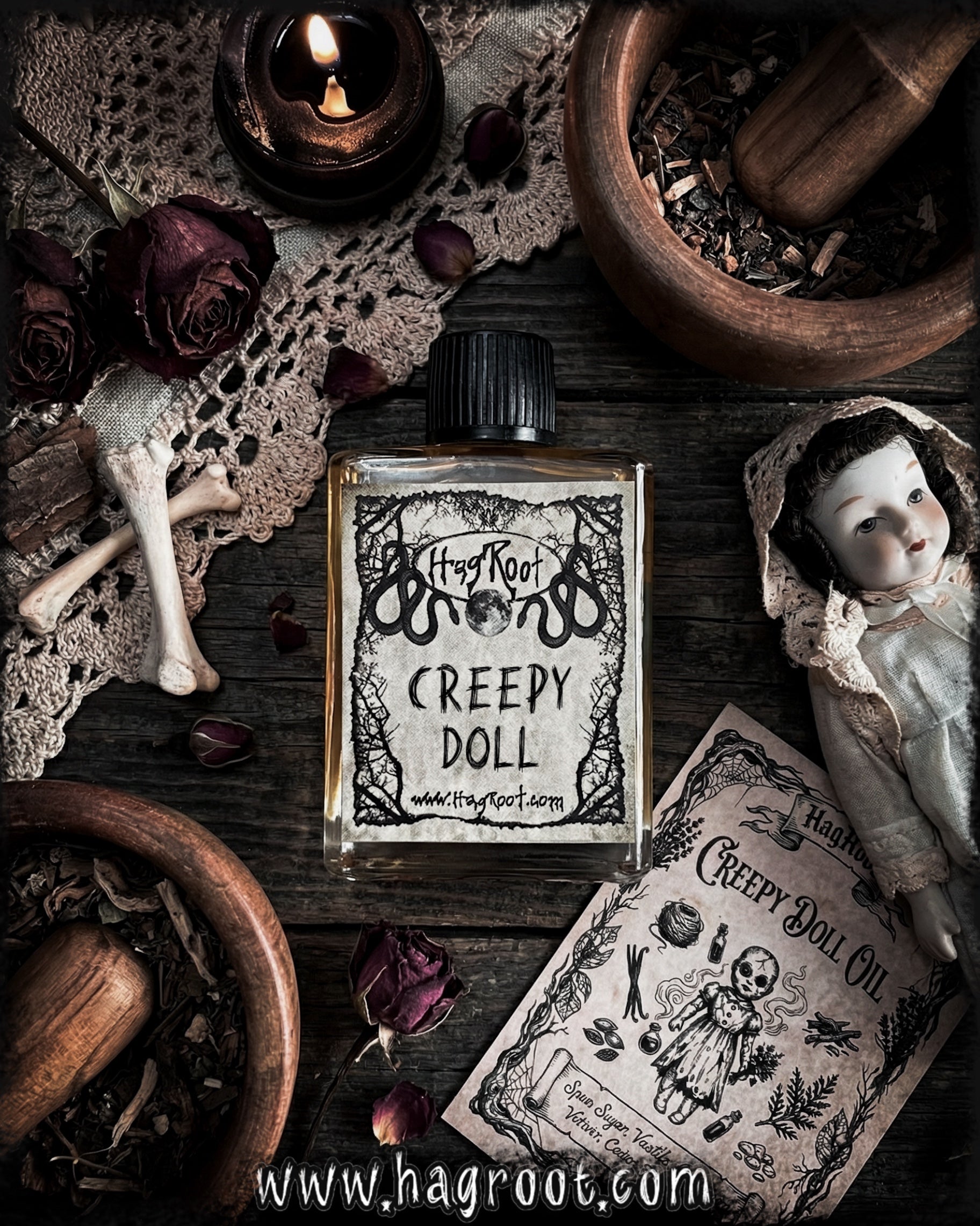 CREEPY DOLL-(Spun Sugar, Vanilla, Cardamom, Vetiver, Cedar, Frankincense)-Perfume, Cologne, Anointing, Ritual Oil