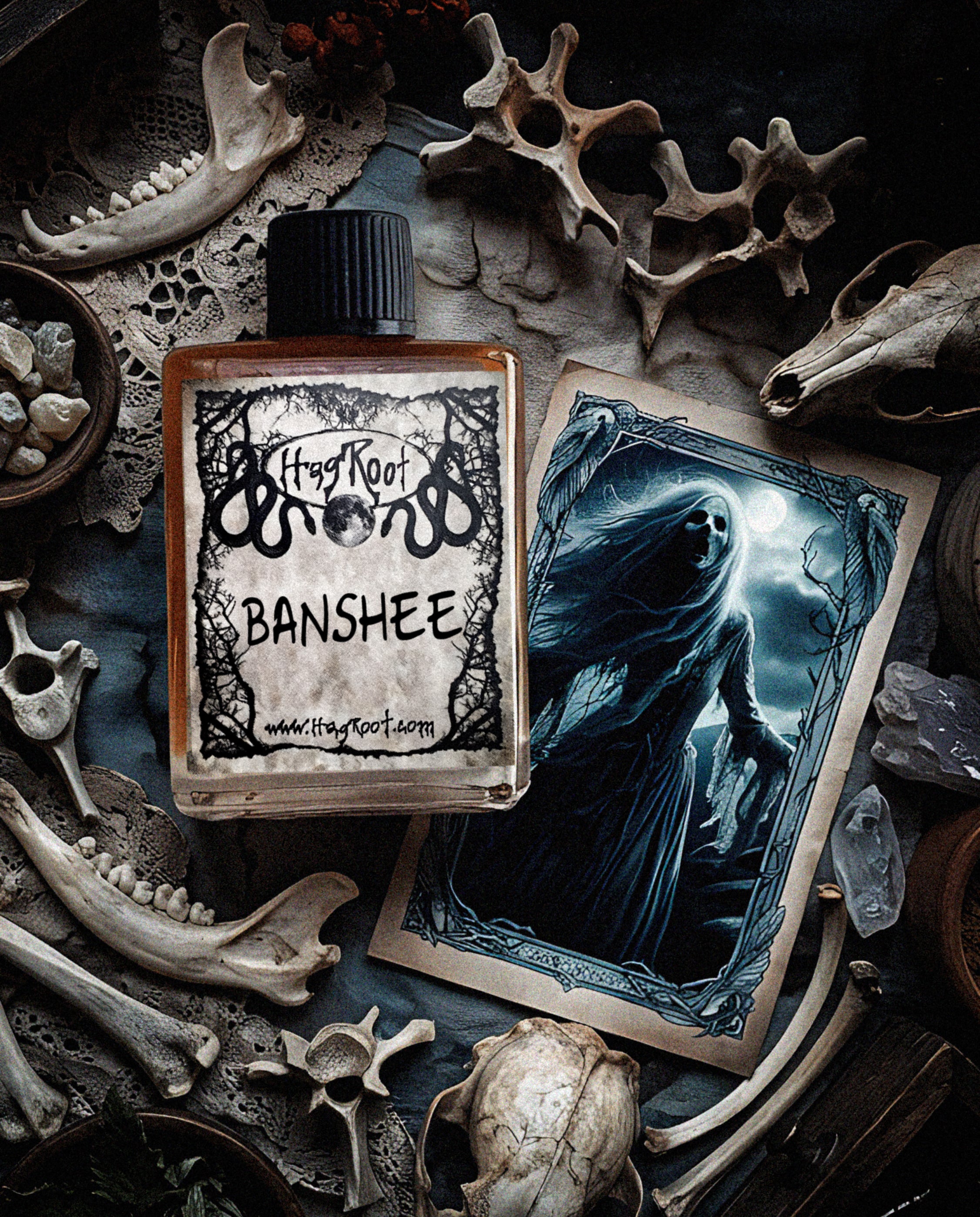 BANSHEE-(Sacred Spices, Dark Cacao, Musk, Agarwood, Amber Resin, Fig)-Perfume, Cologne, Anointing, Ritual Oil