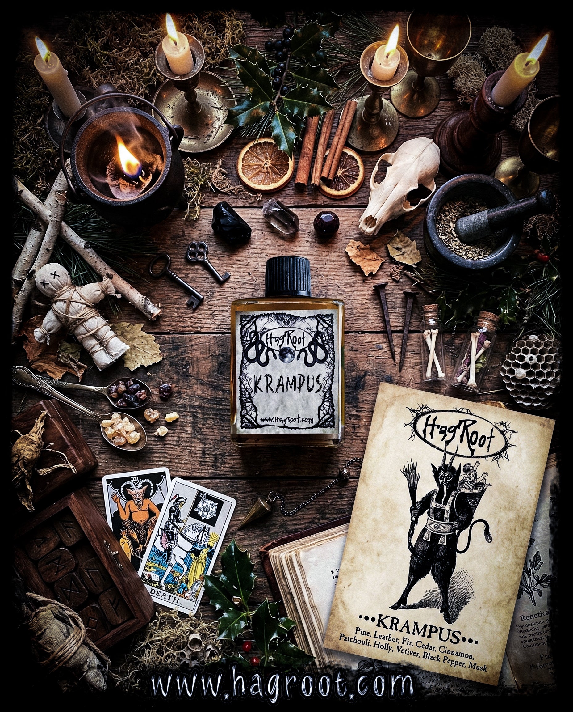KRAMPUS-(Pine, Leather, Fir, Cedar, Cinnamon, Patchouli, Holly, Vetiver, Black Pepper, Musk)-Perfume, Cologne, Anointing, Ritual Oil