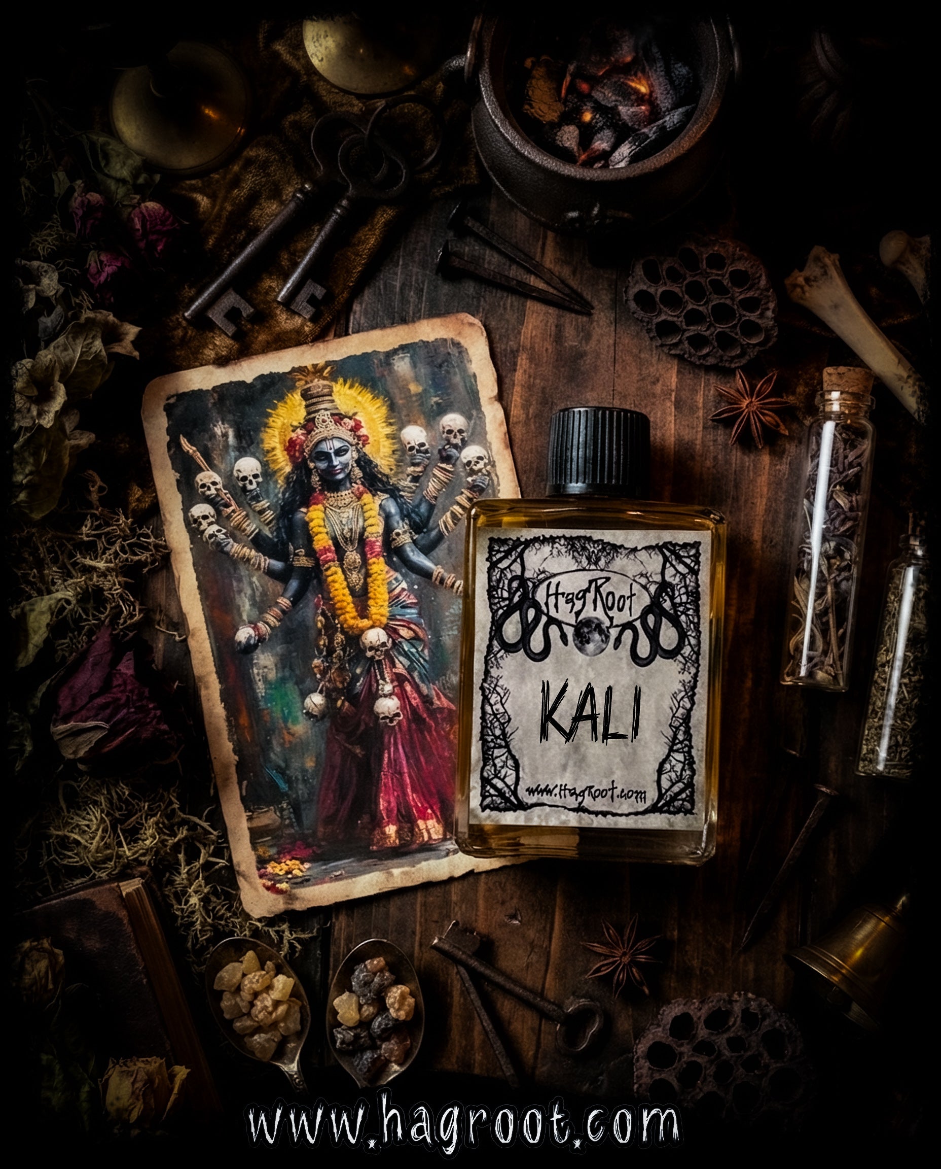 KALI-(Cedar, Leather, Cinnamon, Myrrh, Clove, Saffron, Blood Orange, Dark Musk)-Perfume, Cologne, Anointing, Ritual Oil