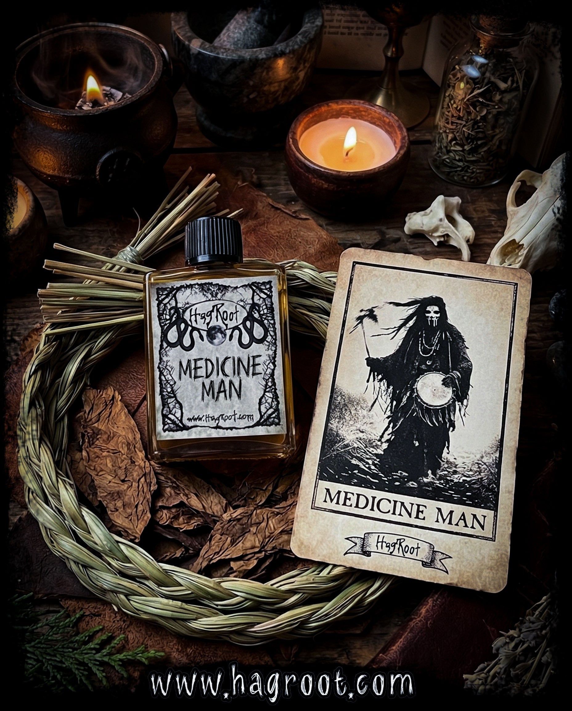 MEDICINE MAN-(Sweetgrass, Tobacco, Cedar, Leather, Ceremonial Offerings)-Perfume, Cologne, Anointing, Ritual Oil