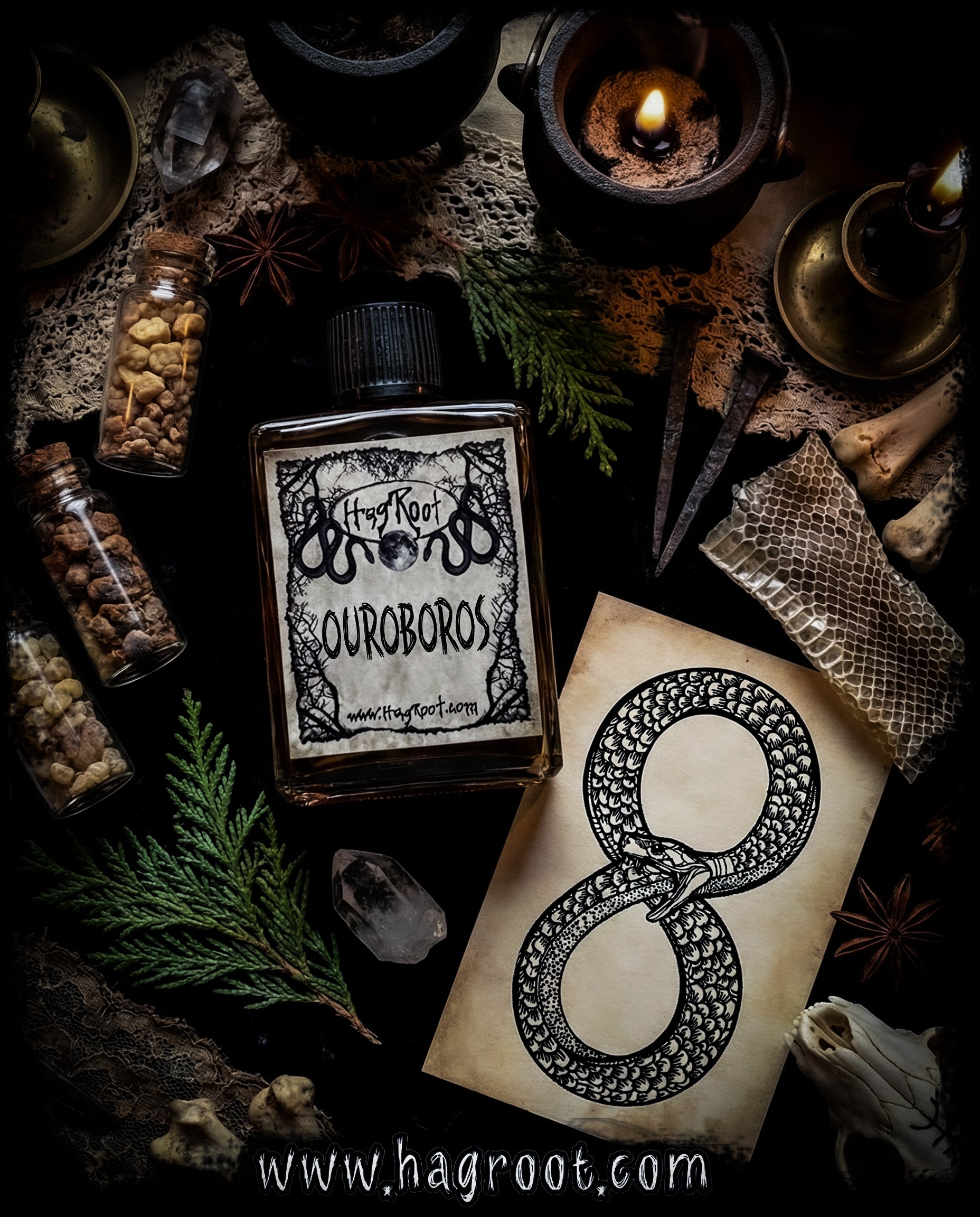 OUROBOROS-(Cedar, Sandalwood, Benzoin, Myrrh, Vetiver, Labdanum, Frankincense, Patchouli)-Perfume, Cologne, Anointing, Ritual Oil