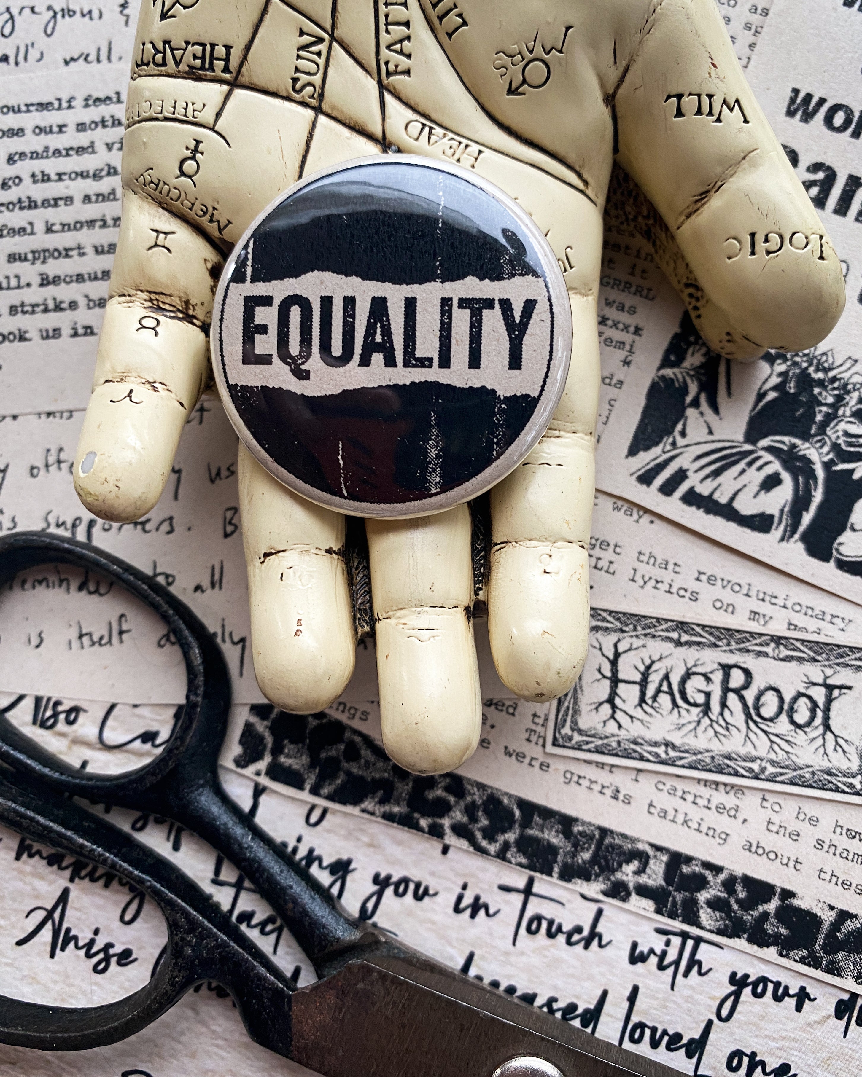 Equality - Hand Pressed Button/Pin - 1.5"