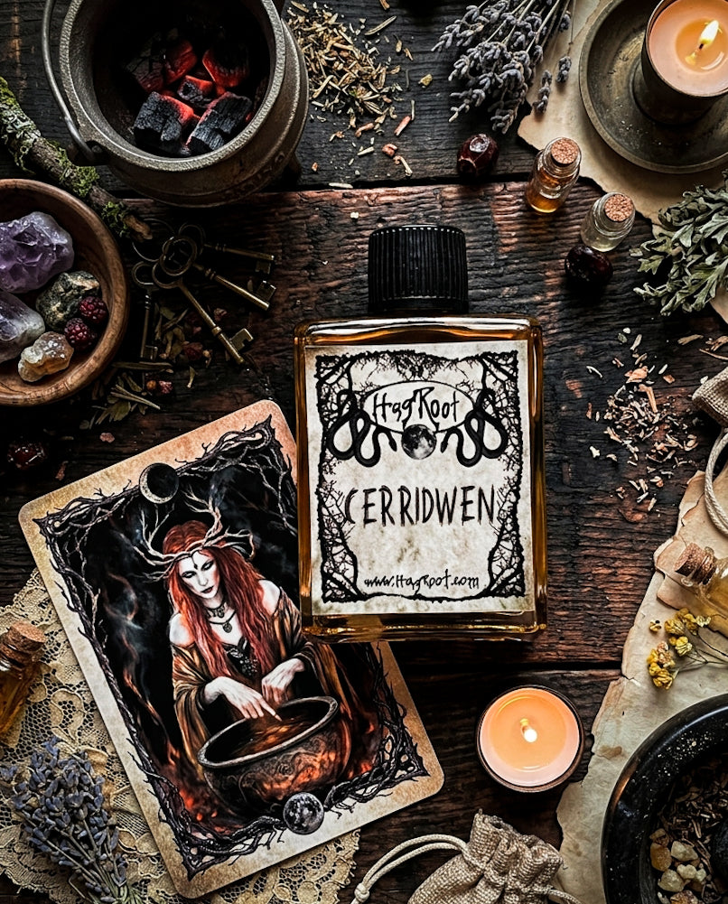 CERRIDWEN-(Patchouli, Frankincense, Cauldron Smoke, Dark Chocolate, Moss, Vetiver)-Perfume, Cologne, Anointing, Ritual Oil