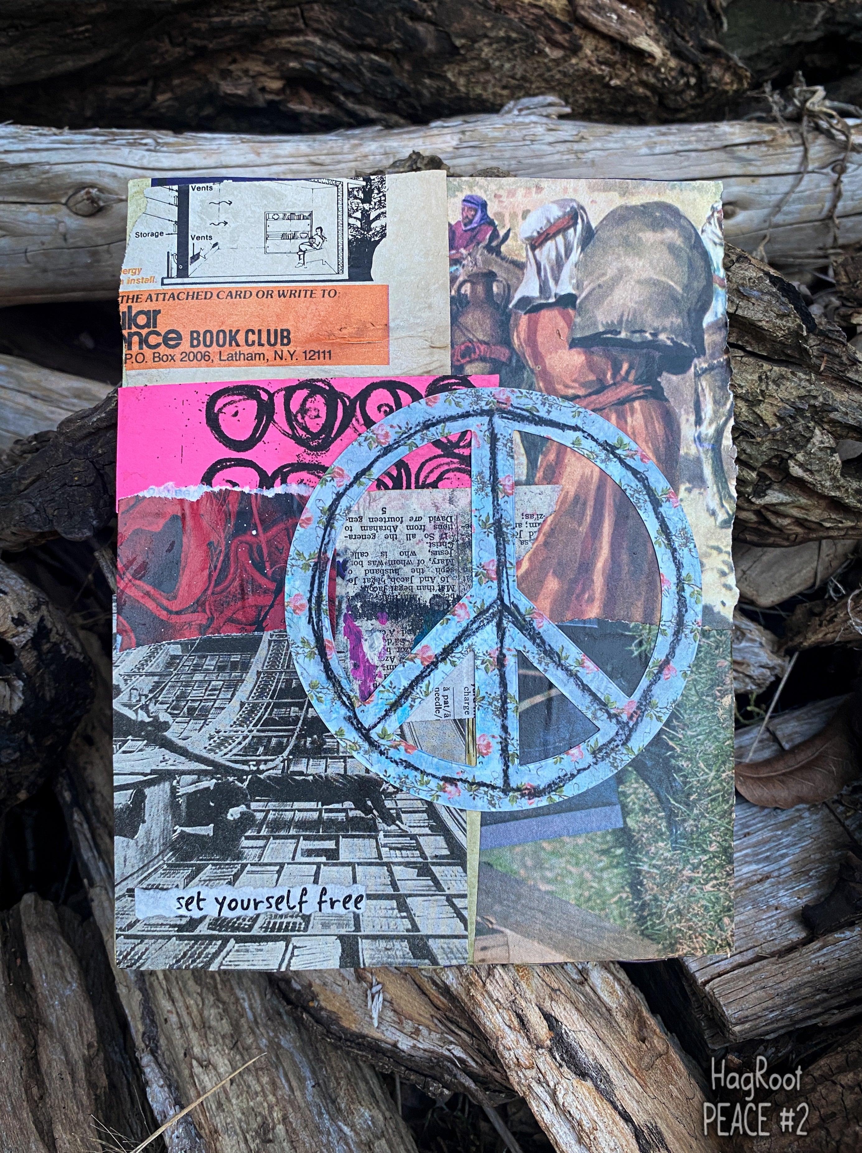 PEACE #2 - Original Mixed Media Collage - Altar Card