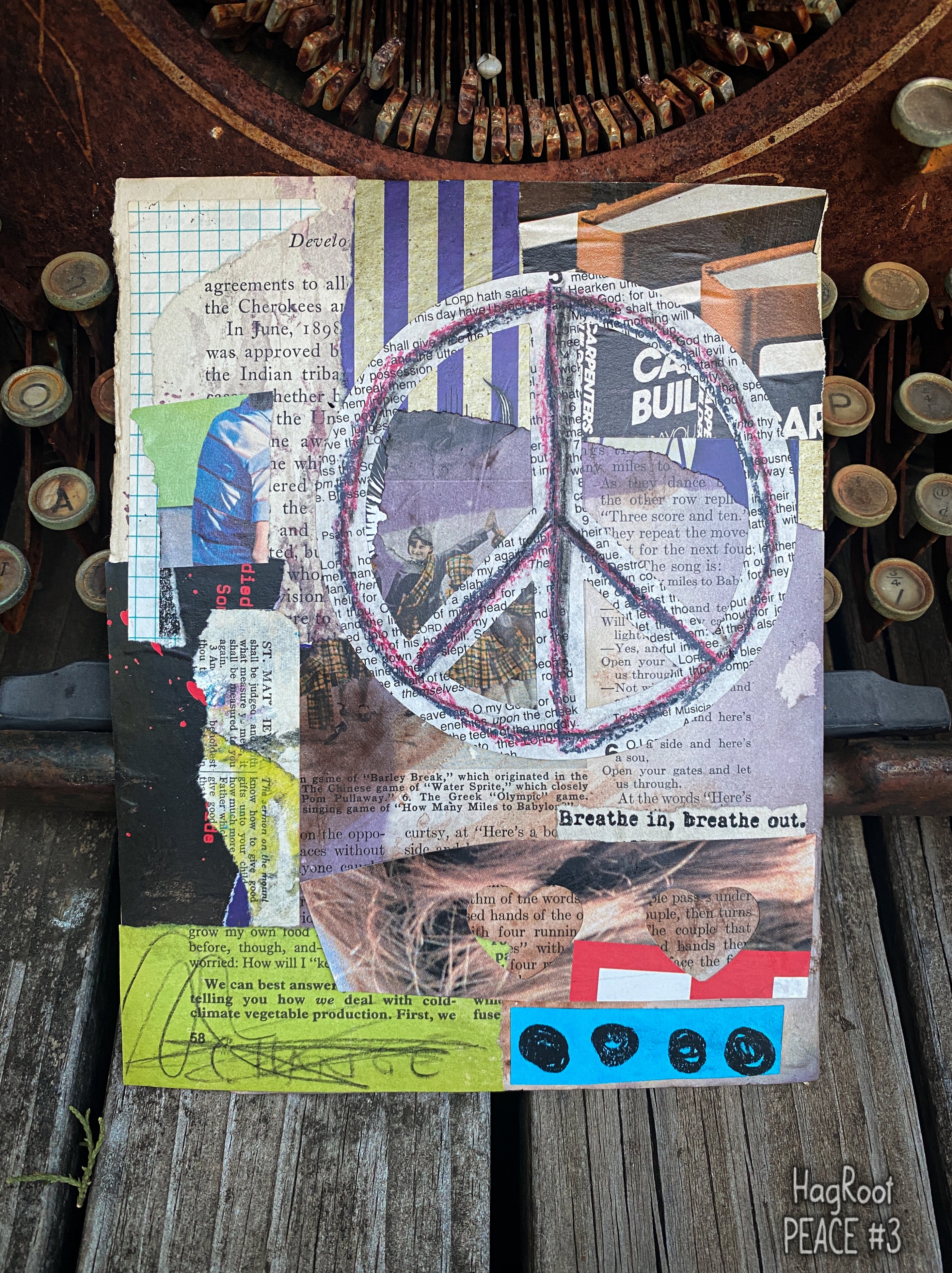 PEACE #3 - Original Mixed Media Collage - Altar Card