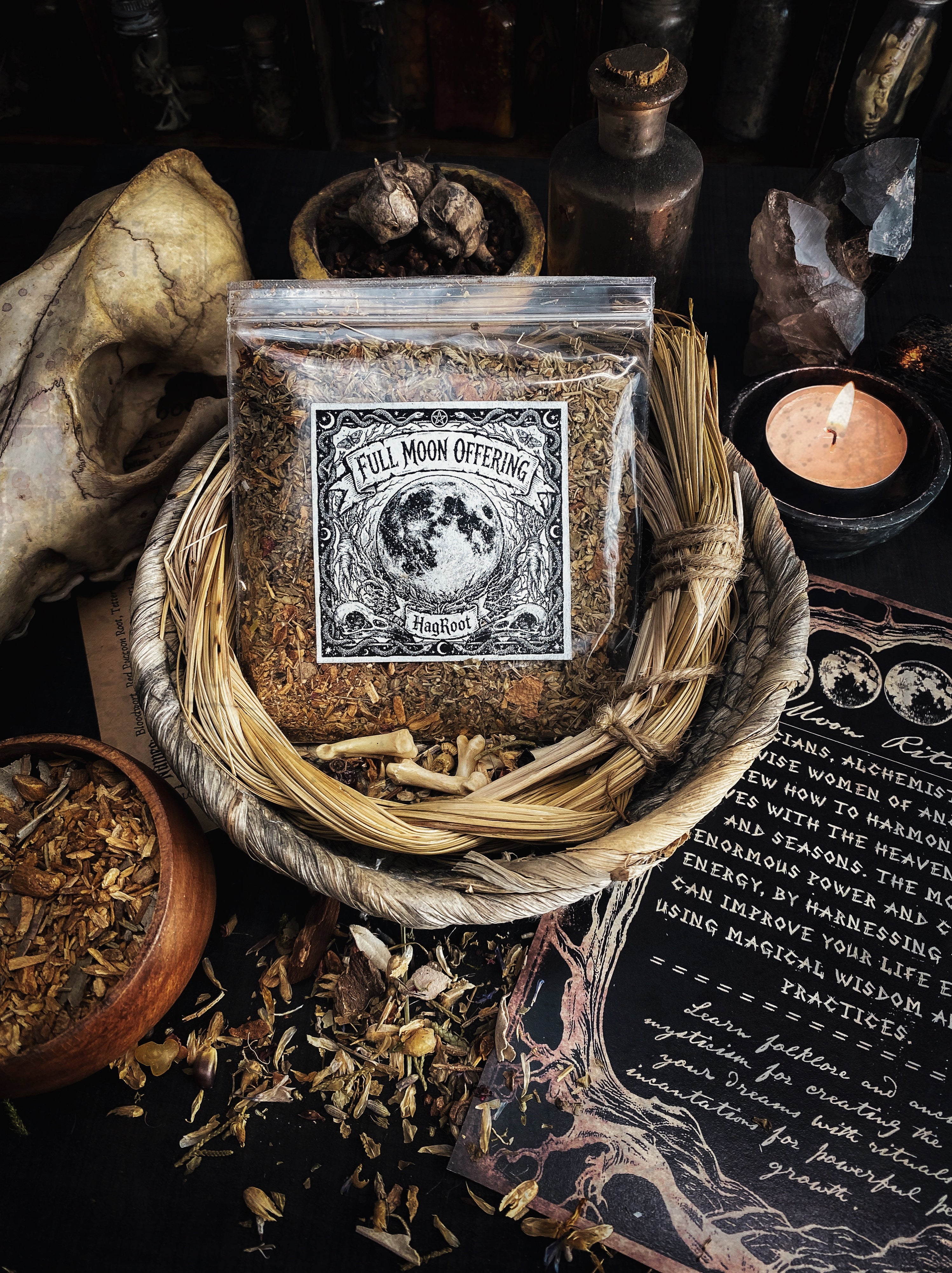 Full Moon Herbal Offering with Damiana, Clove, Rose Petals + Palo Santo