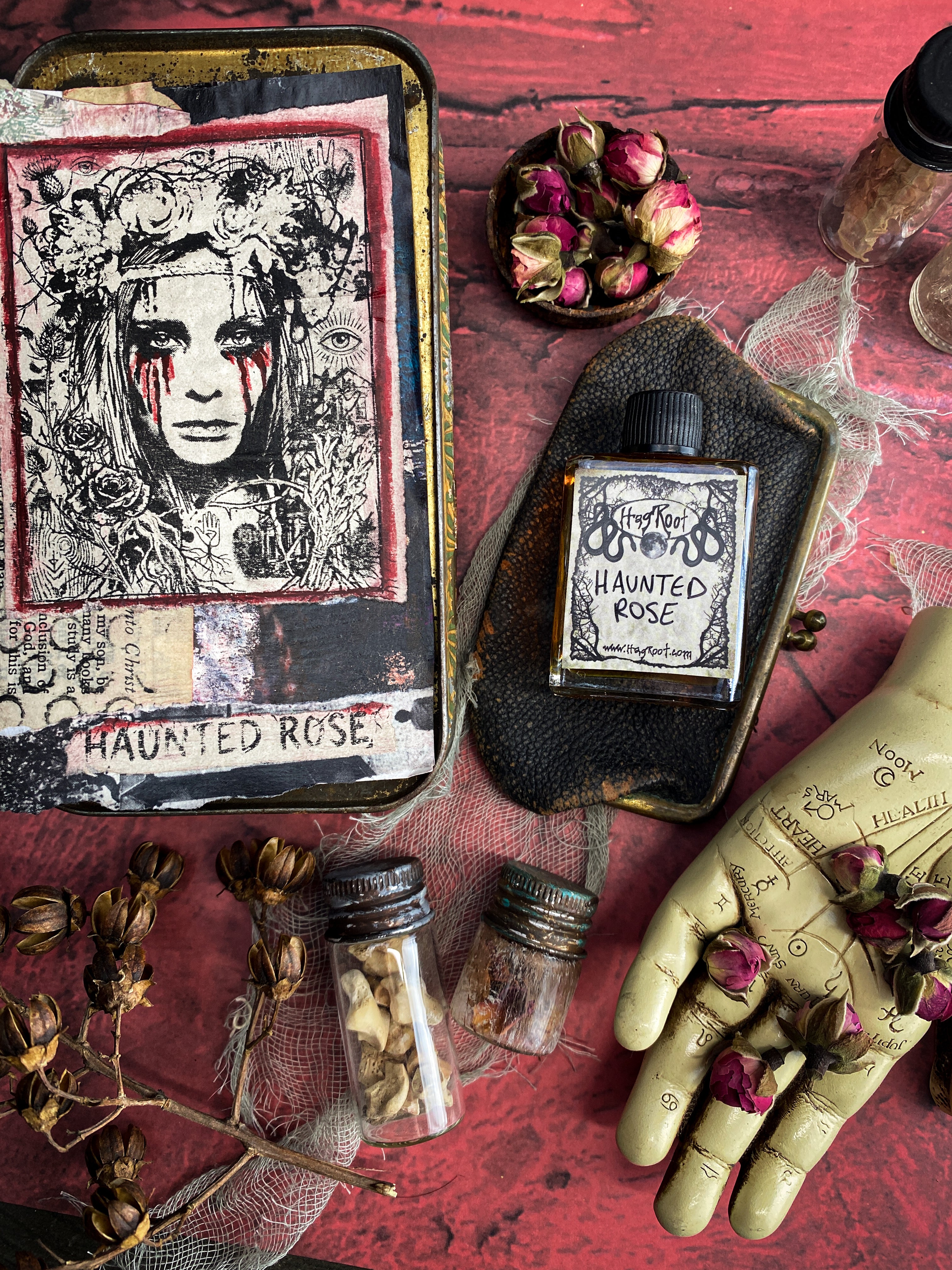 HAUNTED ROSE-(Rose, Leather, Cinnamon, Patchouli, Champaca Flowers)-Perfume, Cologne, Anointing, Ritual Oil