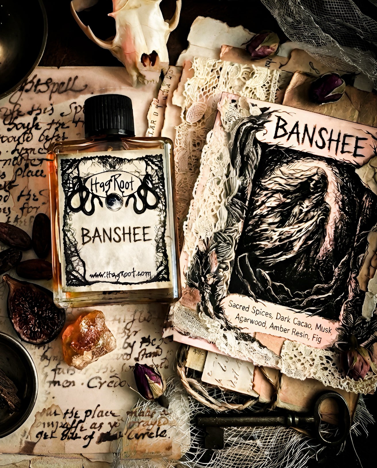 BANSHEE-(Sacred Spices, Dark Cacao, Musk, Agarwood, Amber Resin, Fig)-Perfume, Cologne, Anointing, Ritual Oil