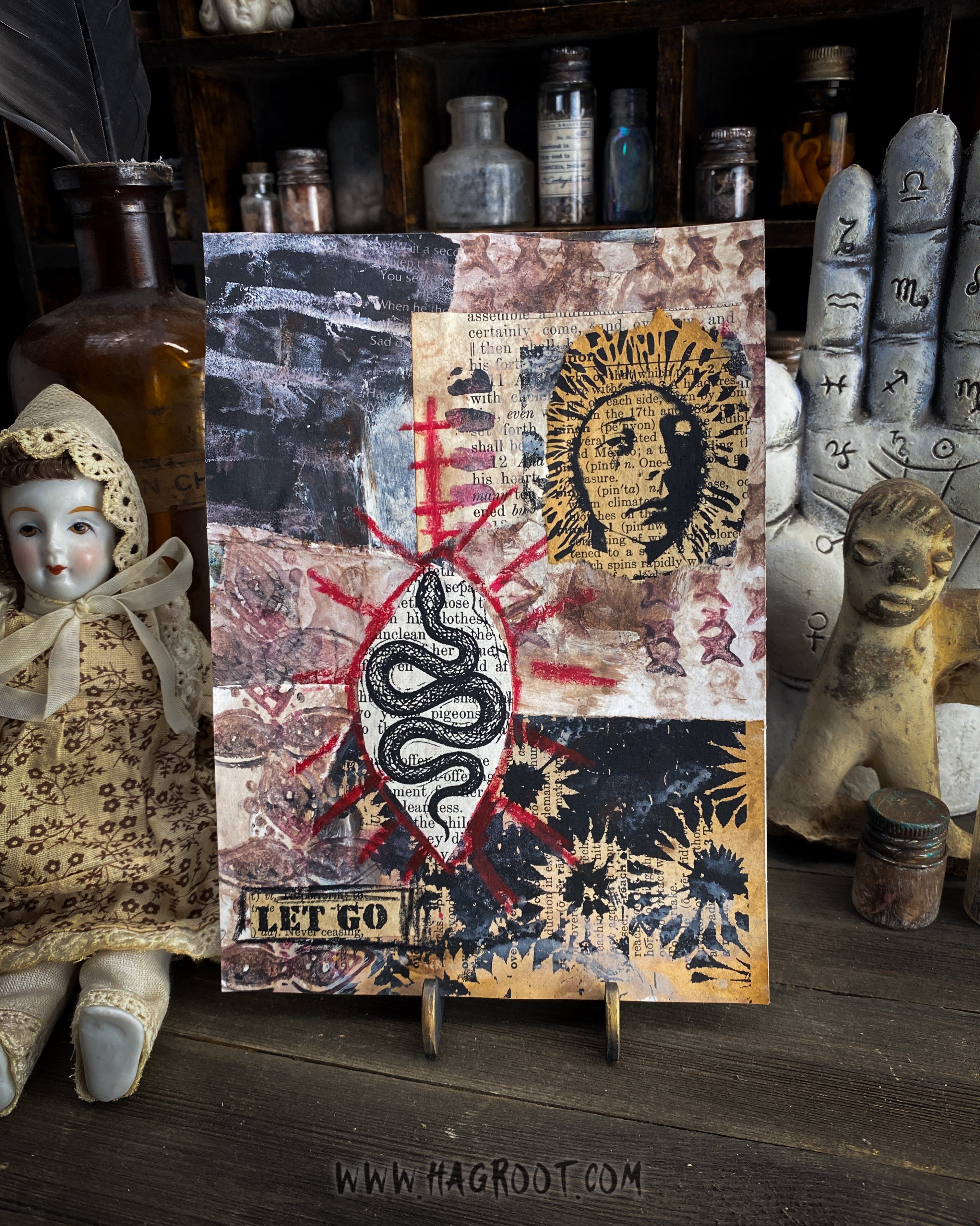 Let Go - Original Mixed Media Collage - Altar Card