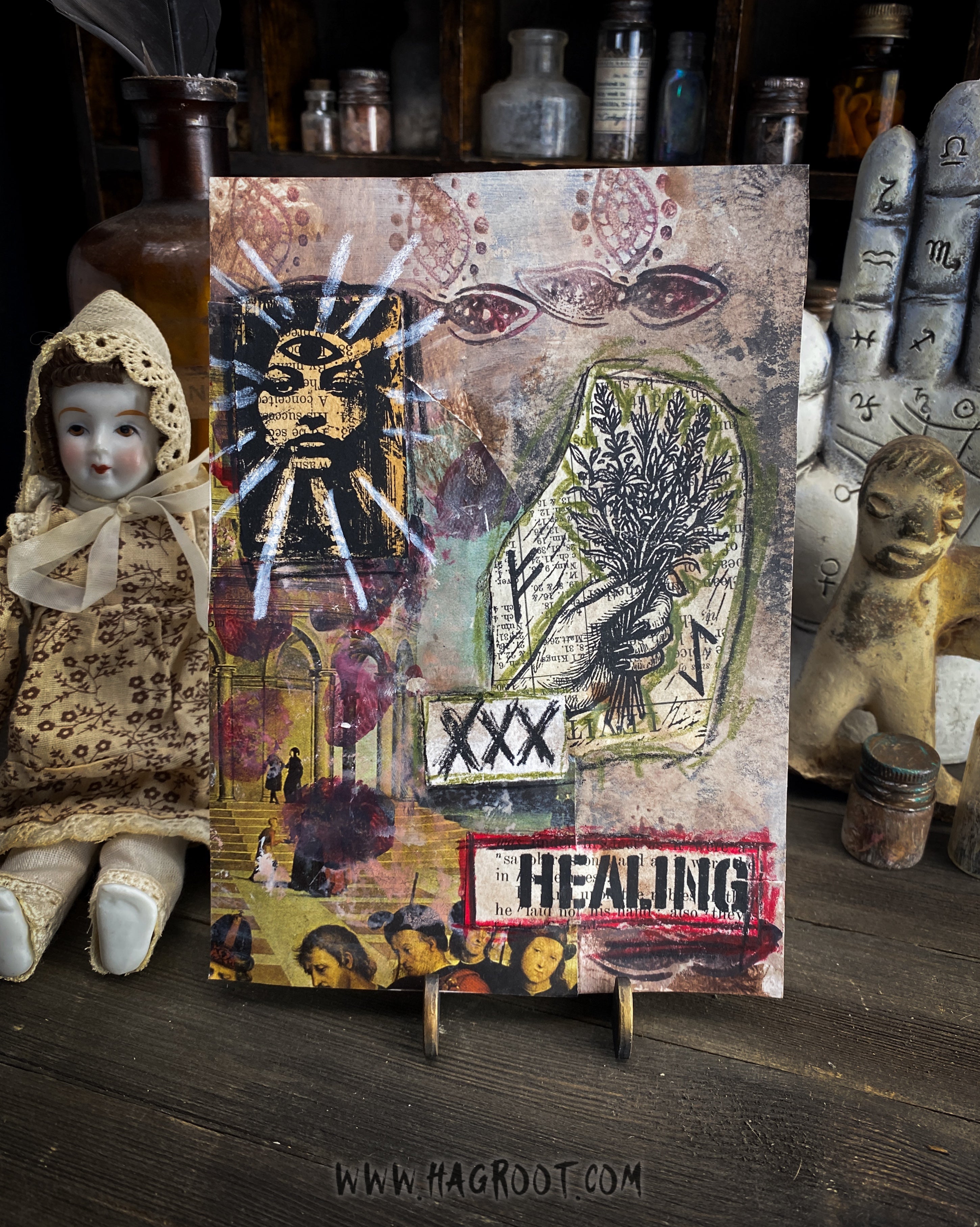 Healing - Original Mixed Media Collage - Altar Card