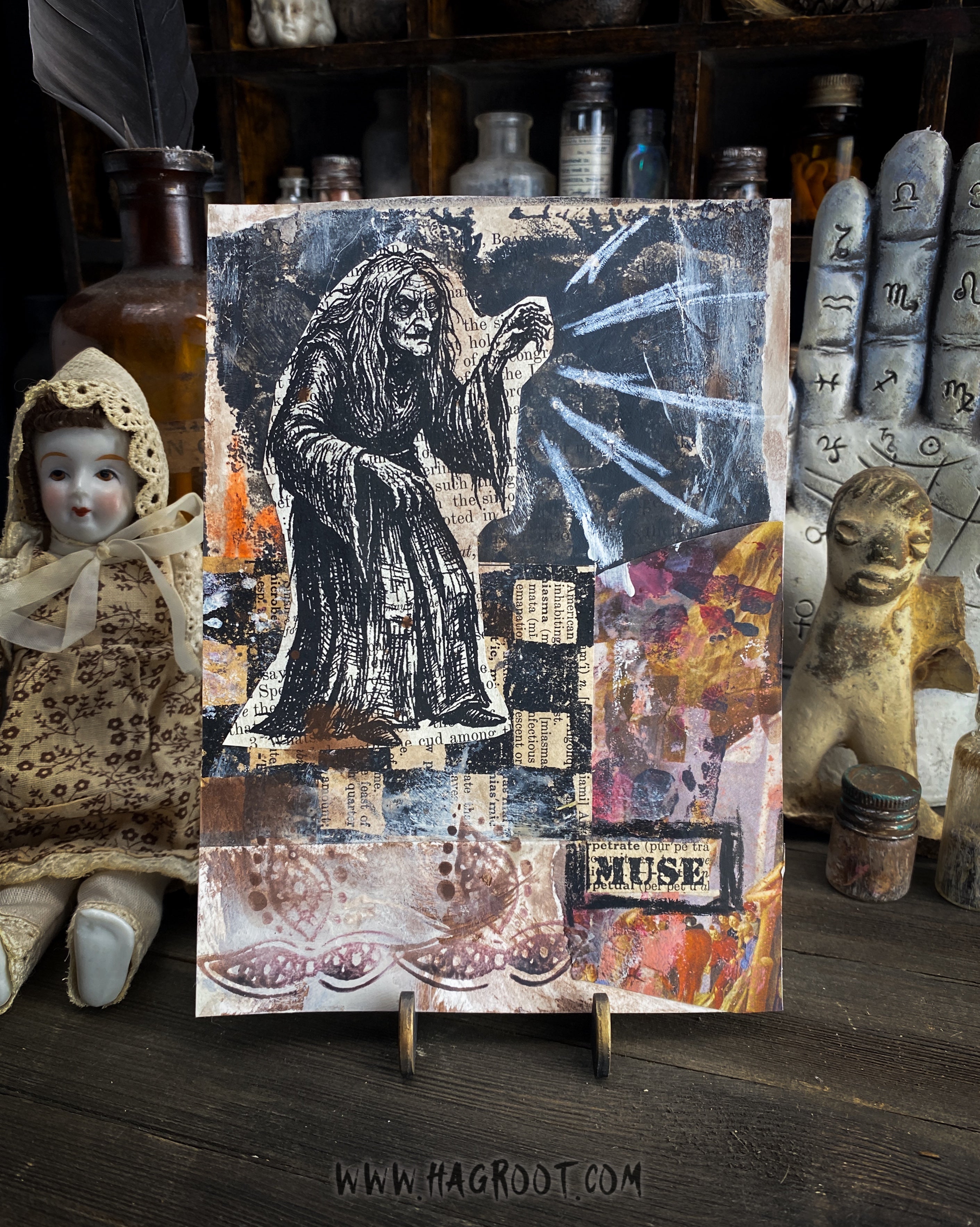 Muse - Original Mixed Media Collage - Altar Card