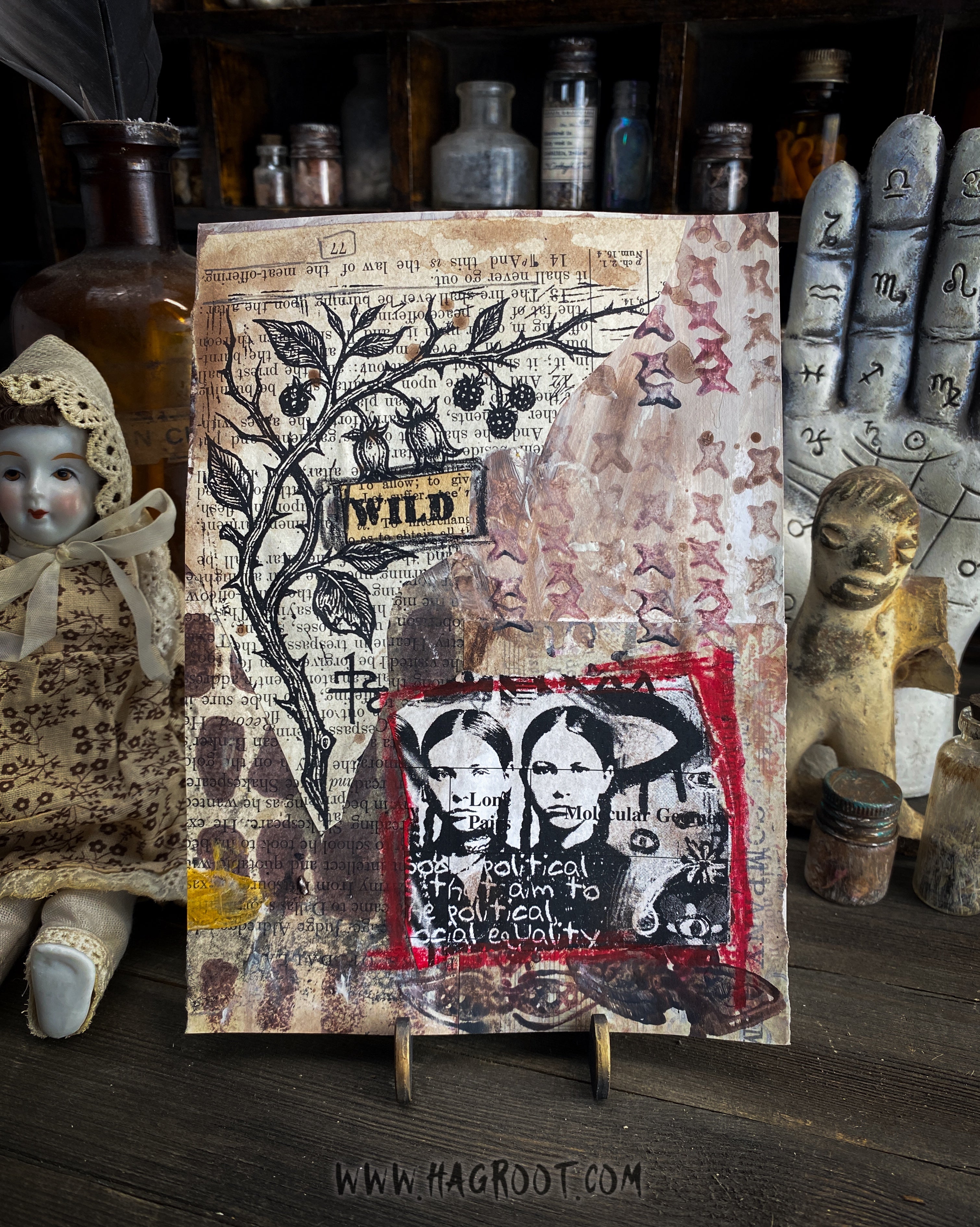 Wild - Original Mixed Media Collage - Altar Card