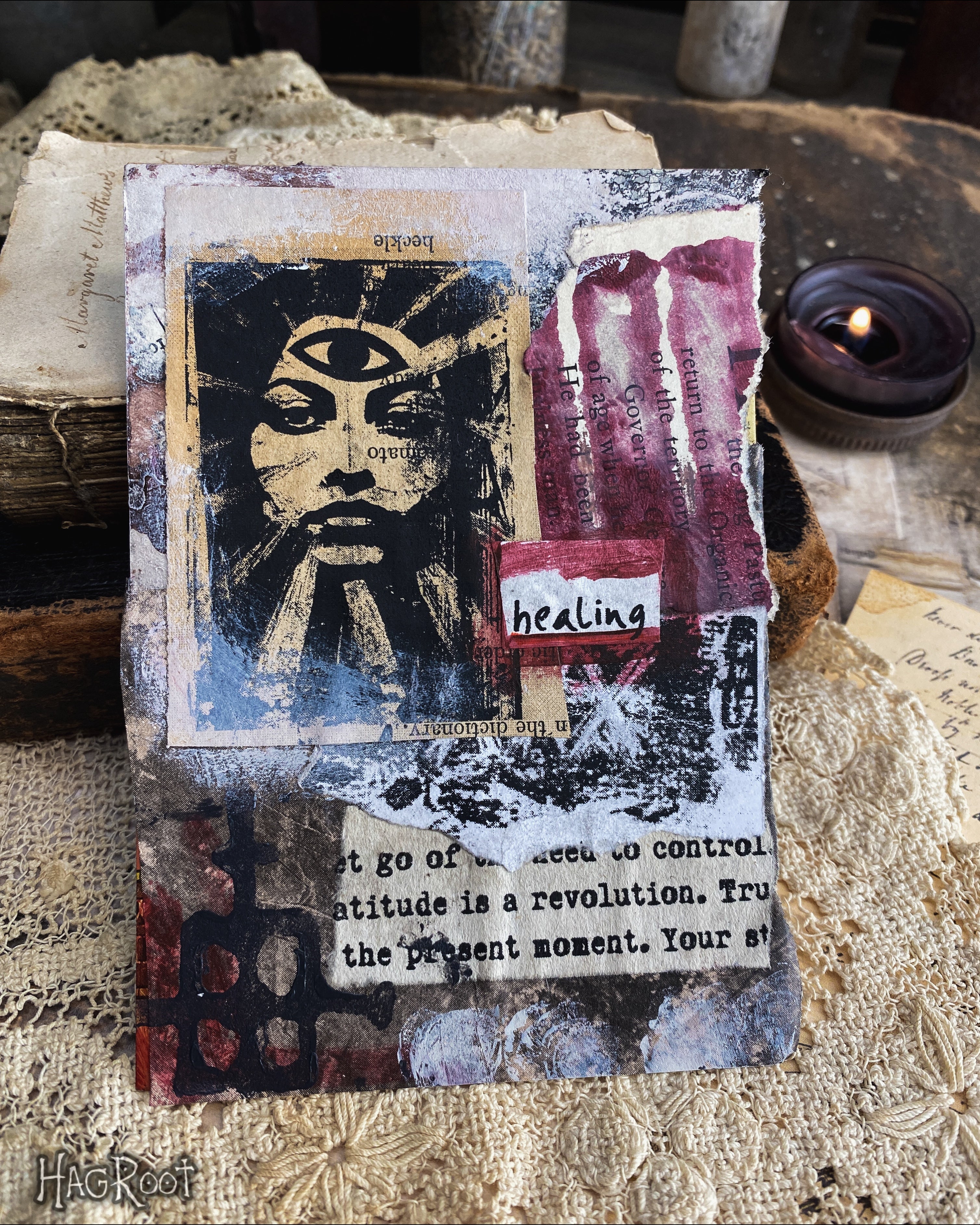 Healing - Original Mixed Media Collage - Altar Card