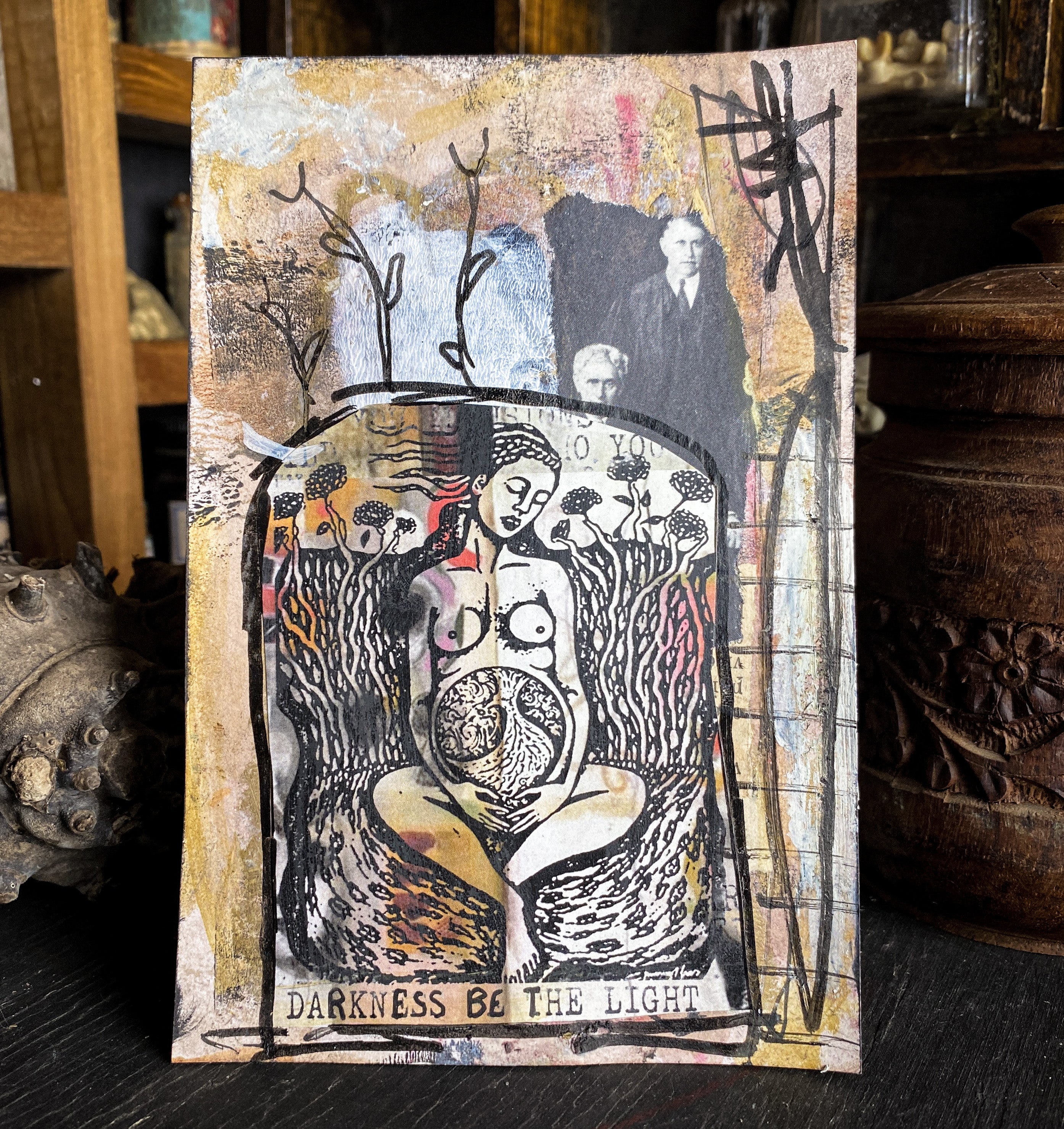 Darkness Be The Light - Original Mixed Media Collage