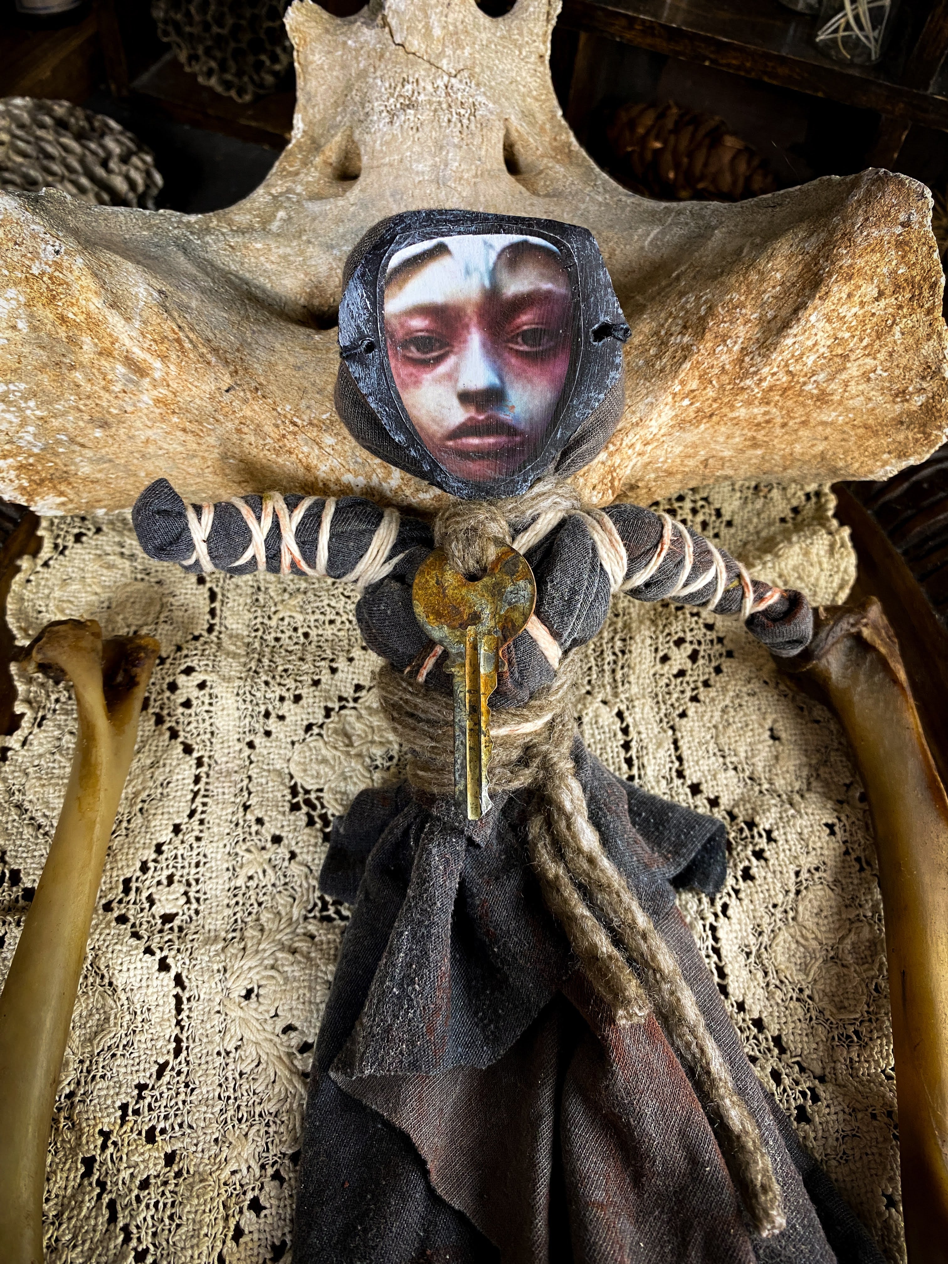 Intention Doll Containing Herbs, Roots, Stones, Snake Skin, Shells - Poppet, Conjure Doll, Medicine Doll, Spirit Doll