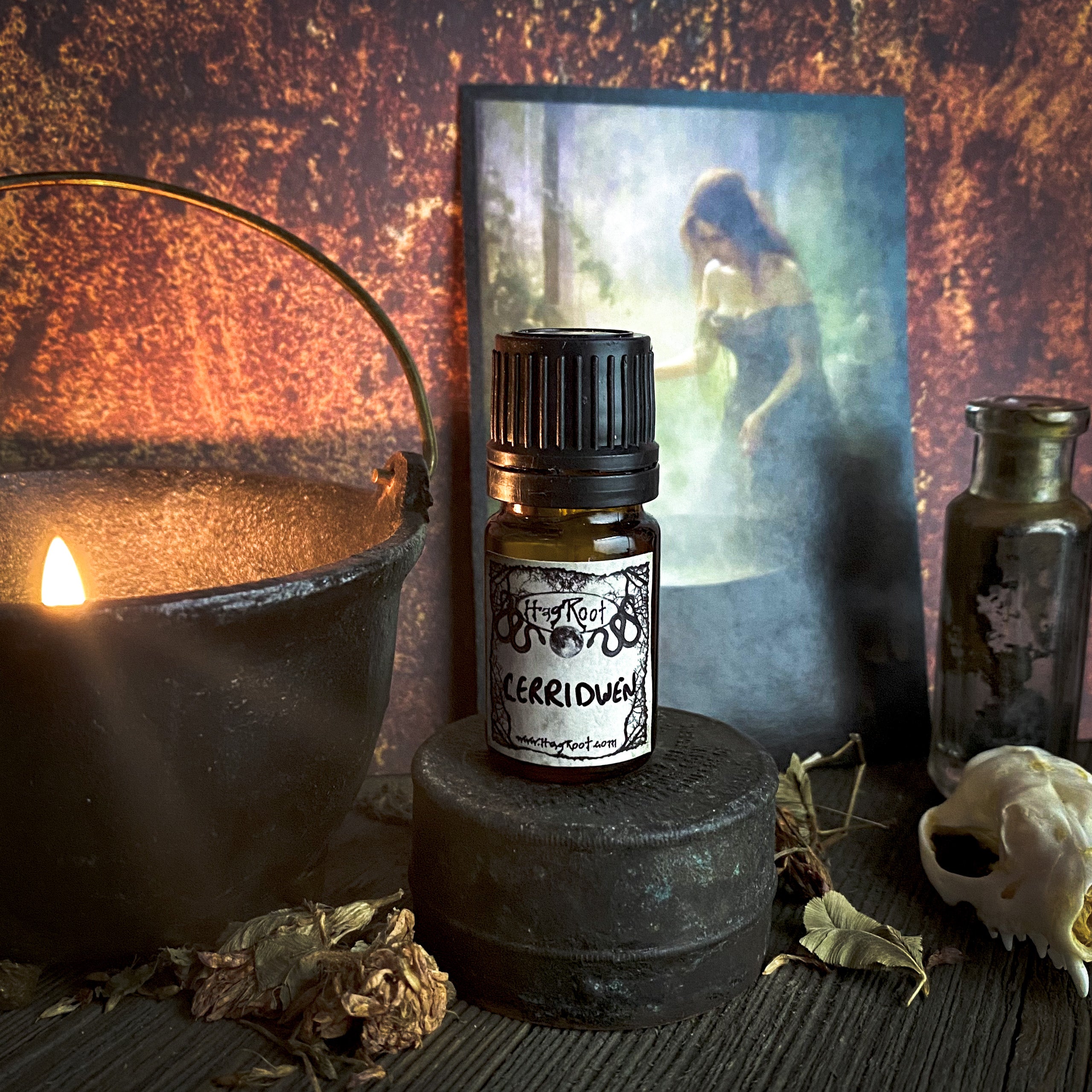 CERRIDWEN-(Patchouli, Frankincense, Cauldron Smoke, Dark Chocolate, Moss, Vetiver)-Perfume, Cologne, Anointing, Ritual Oil