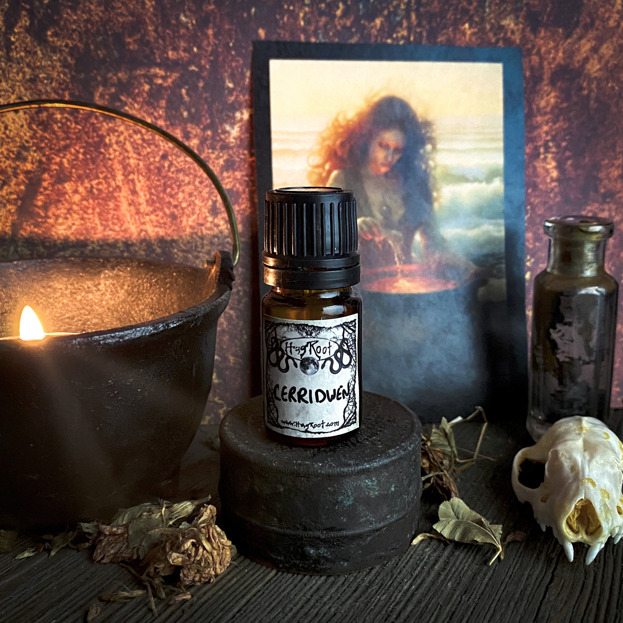 CERRIDWEN-(Patchouli, Frankincense, Cauldron Smoke, Dark Chocolate, Moss, Vetiver)-Perfume, Cologne, Anointing, Ritual Oil