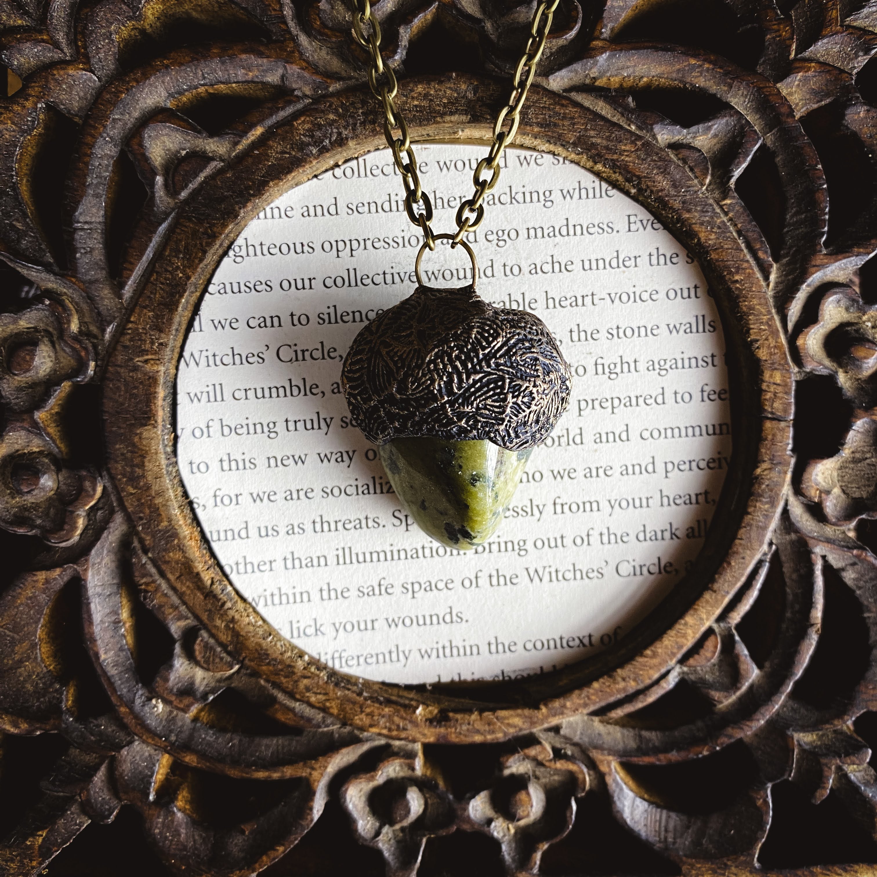 Serpentine Talisman Necklace with an Organic Clay Pattern