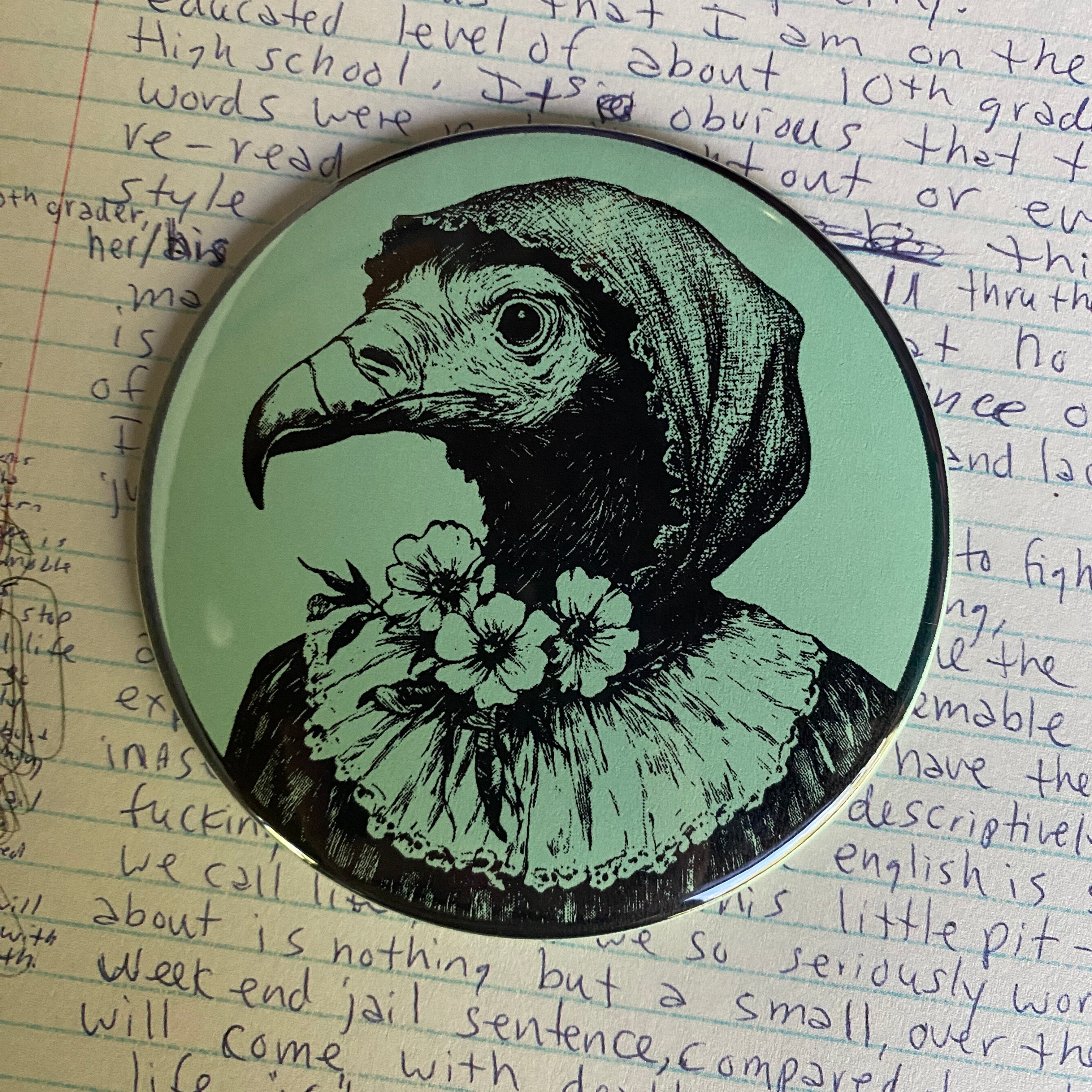 VULTURE WOMAN - Hand Pressed Pocket Mirror