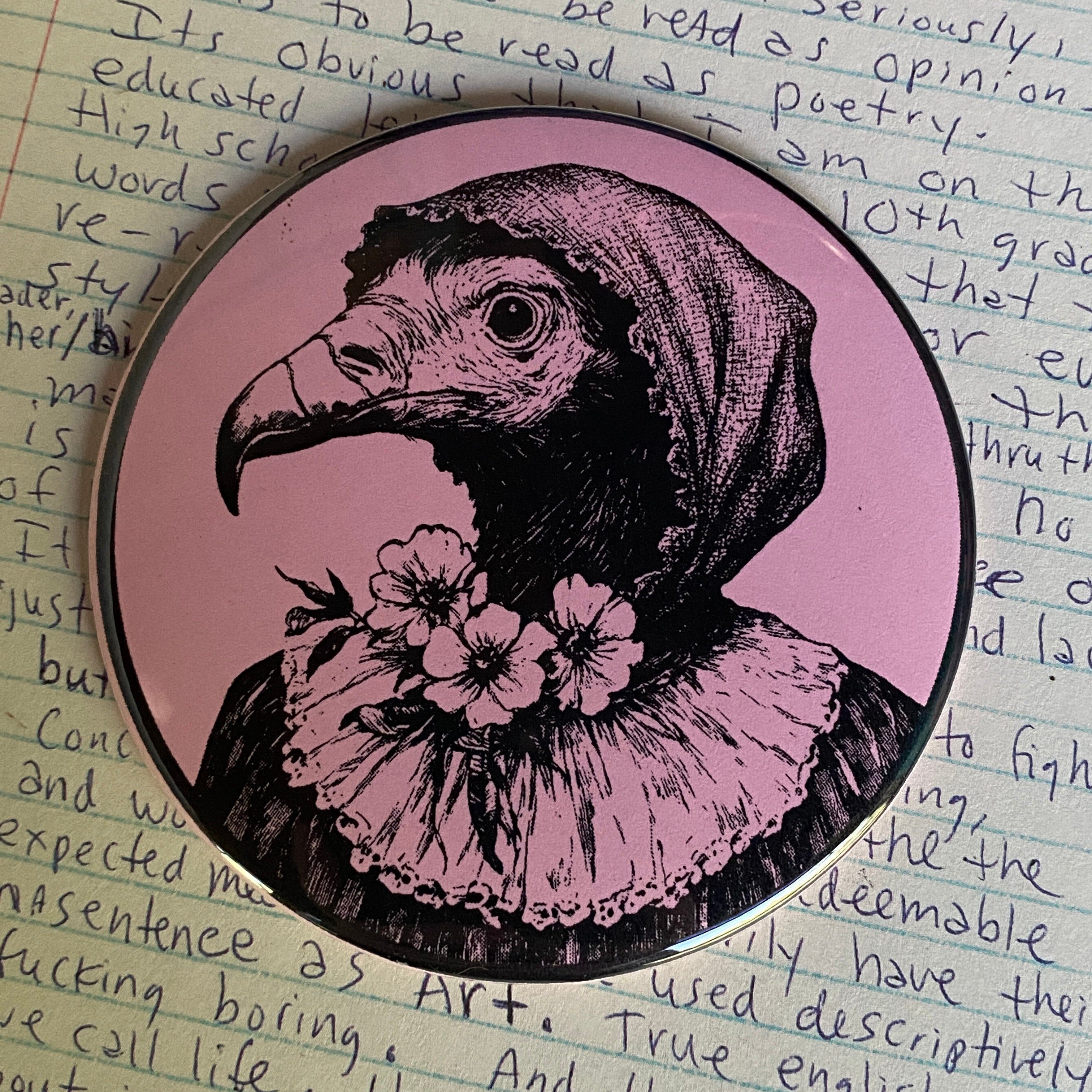 VULTURE WOMAN - Hand Pressed Pocket Mirror