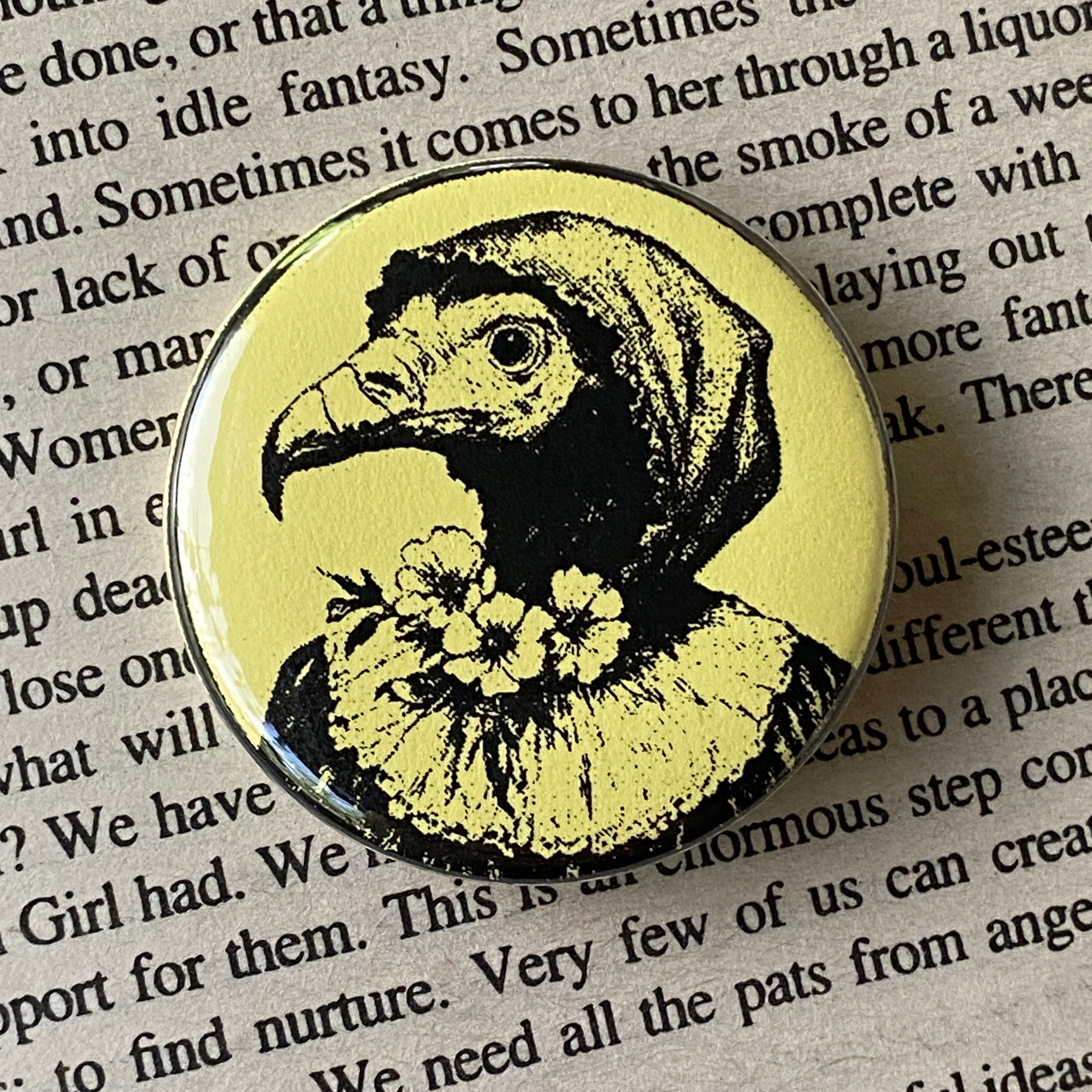 Vulture Woman - Hand Pressed Button/Pin - 1.5"