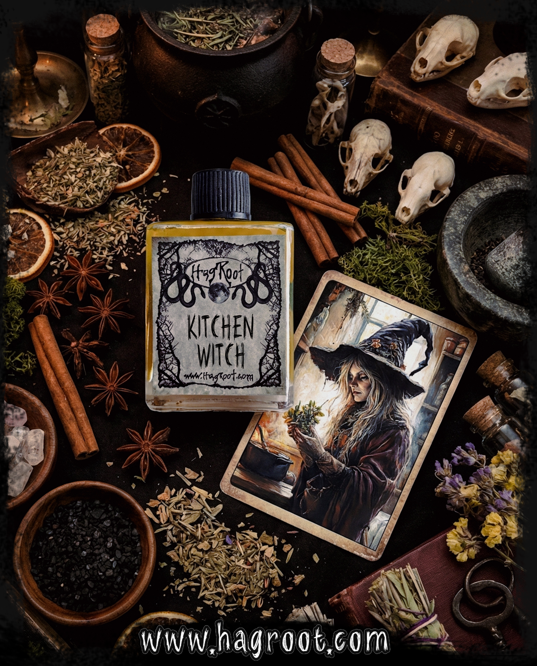 KITCHEN WITCH-(Freshly Picked Herbs and Wood Stove Baked Cinnamon Bread)-Perfume, Cologne, Anointing, Ritual Oil