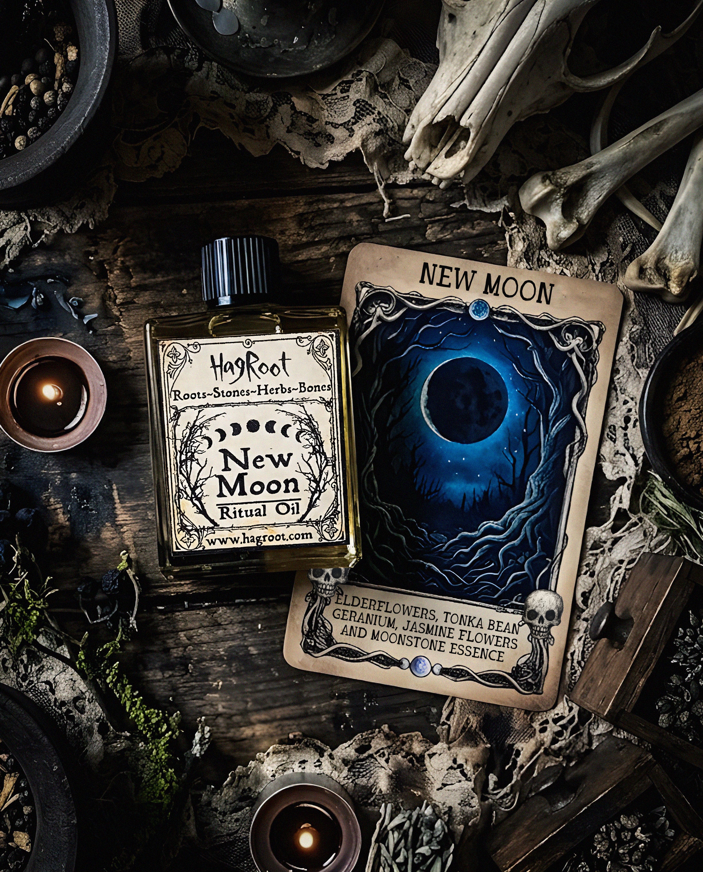 New Moon Ritual Oil, Perfume Oil for New Beginnings, Clarity, Awareness + Inspiration