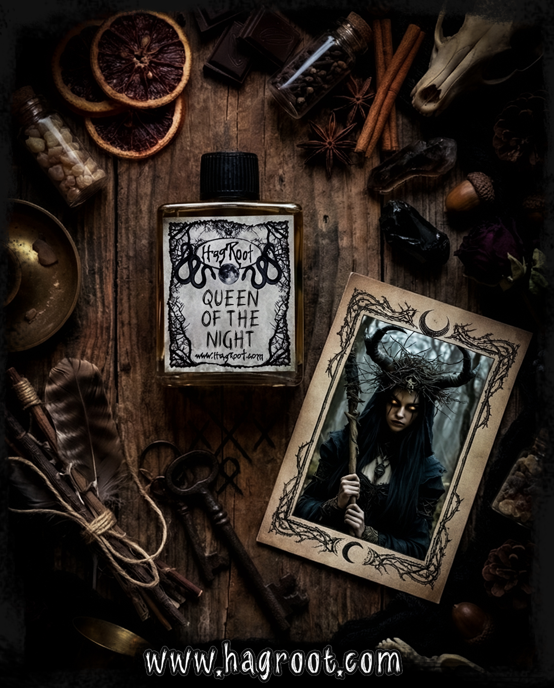 QUEEN OF THE NIGHT-(Dark Chocolate, Blood Orange, Frankincense Tears, Dark Spices, Forest)-Perfume, Cologne, Anointing, Ritual Oil