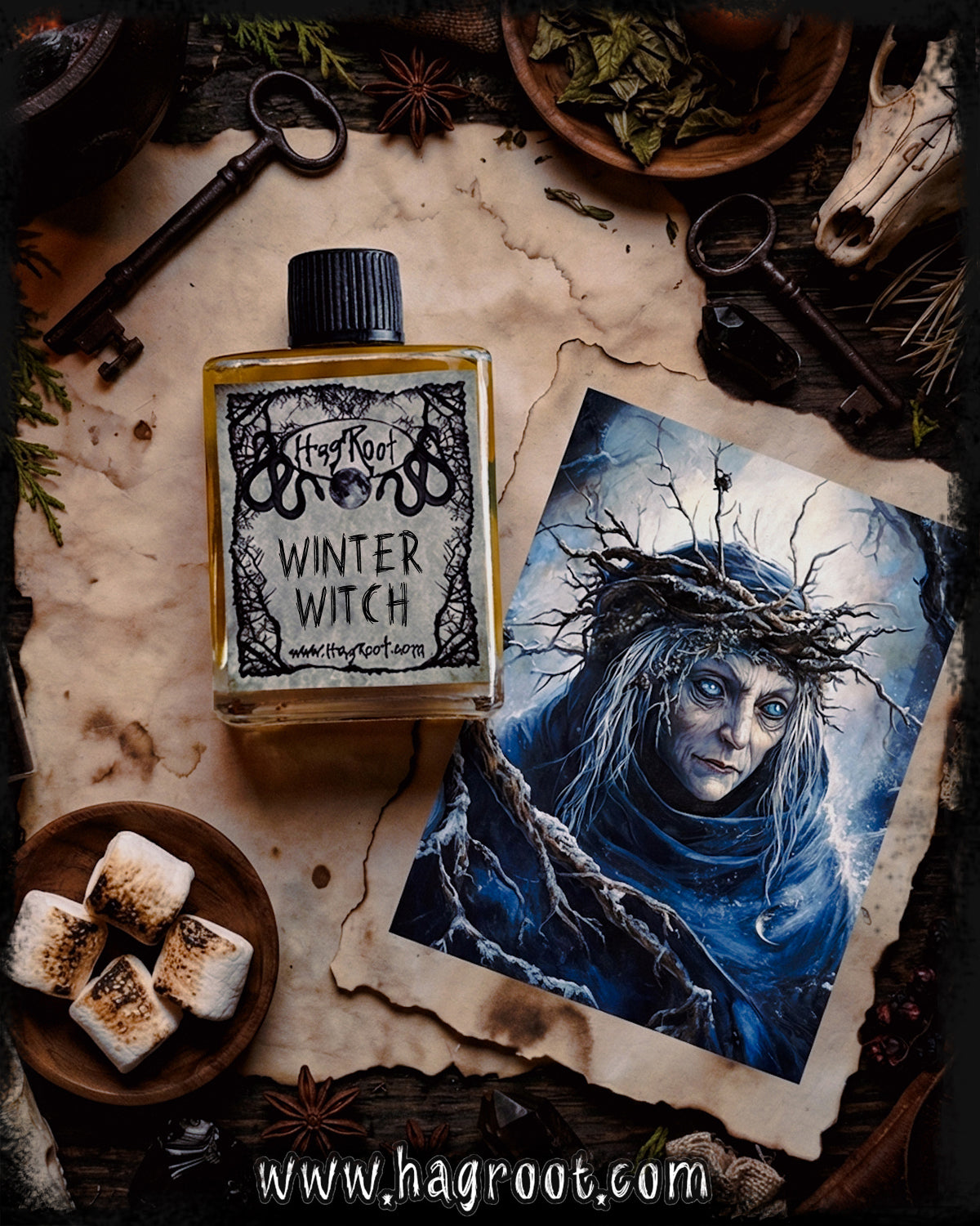 WINTER WITCH-(Peppermint, Cedar, Pine, Roasted Marshmallows)-Perfume, Cologne, Anointing, Ritual Oil