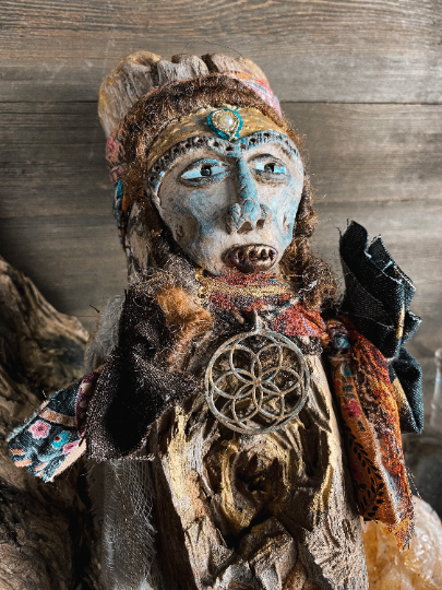 Sacred Medicine Doll for Spiritual Awakening - Spirit Doll - Wise Woman, Conjure, Rootwork, Juju, Altered Art Doll