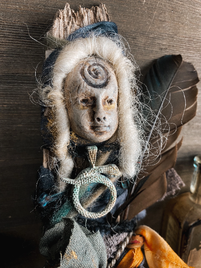 Sacred Medicine Doll for Rebirth - Spirit Doll - Wise Woman, Conjure, Rootwork, Juju, Art Doll, Snake Medicine, Transformation, Spiral