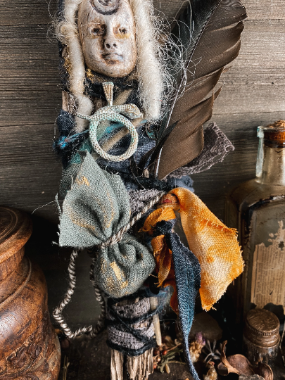 Sacred Medicine Doll for Rebirth - Spirit Doll - Wise Woman, Conjure, Rootwork, Juju, Art Doll, Snake Medicine, Transformation, Spiral