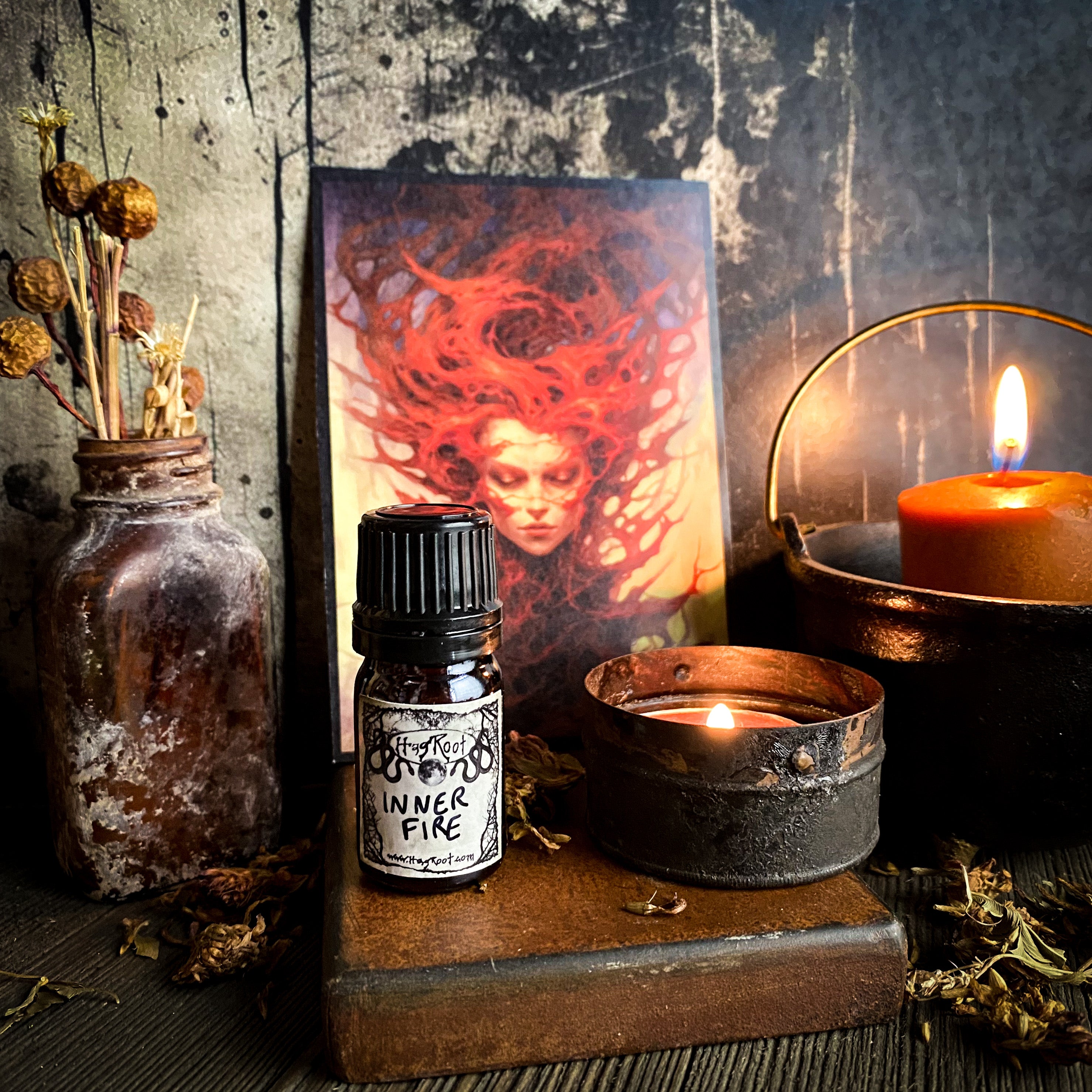 INNER FIRE-(Smoked Woods, Vanilla, Dark Amber, Sandalwood, Jasmine)-Perfume, Cologne, Anointing, Ritual Oil