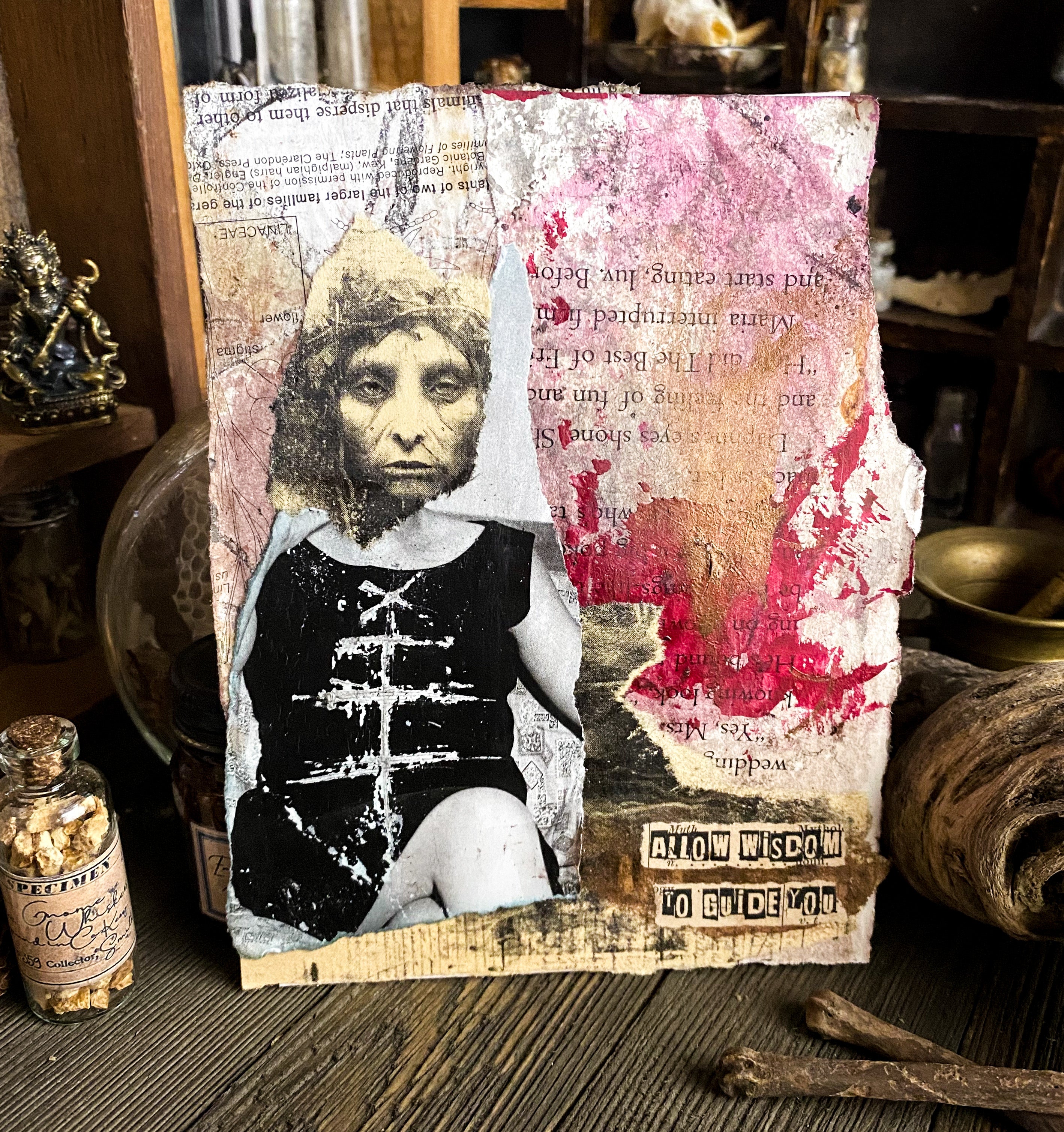Allow Wisdom to Guide You - Original Mixed Media Collage