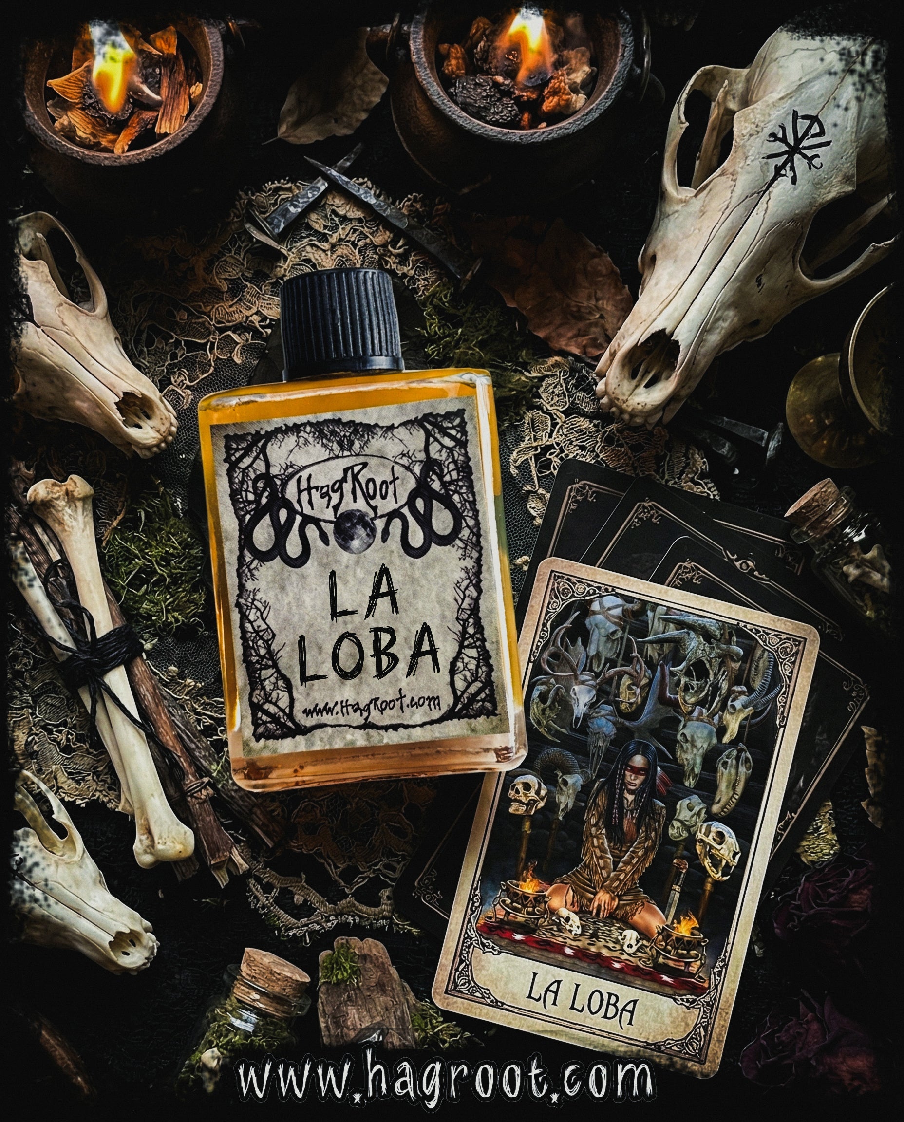 LA LOBA-(Charred Woods, Moss Covered Bones, Black Tea, Warm Spices, Amber Resin)-Perfume, Cologne, Anointing, Ritual Oil