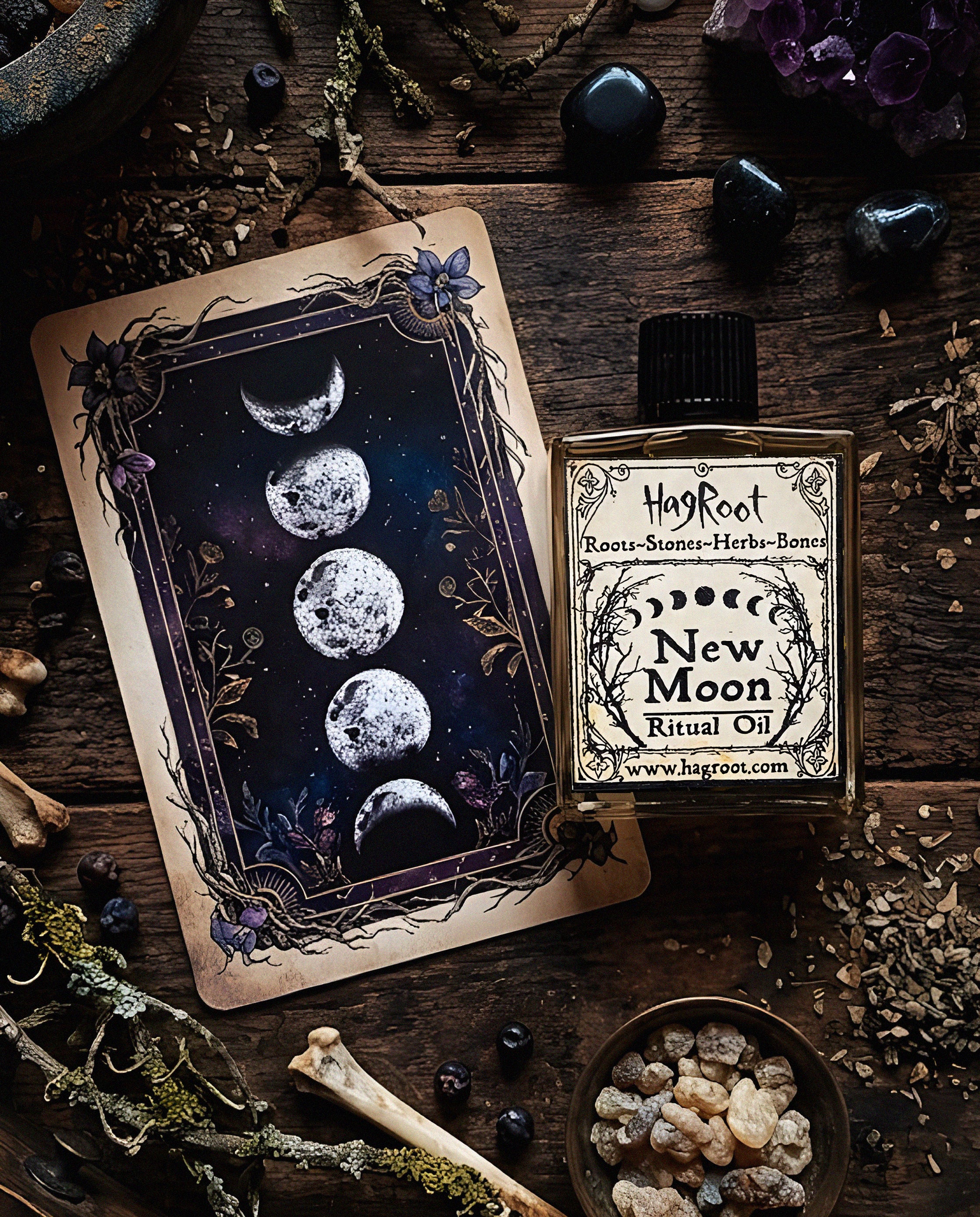 New Moon Ritual Oil, Perfume Oil for New Beginnings, Clarity, Awareness + Inspiration