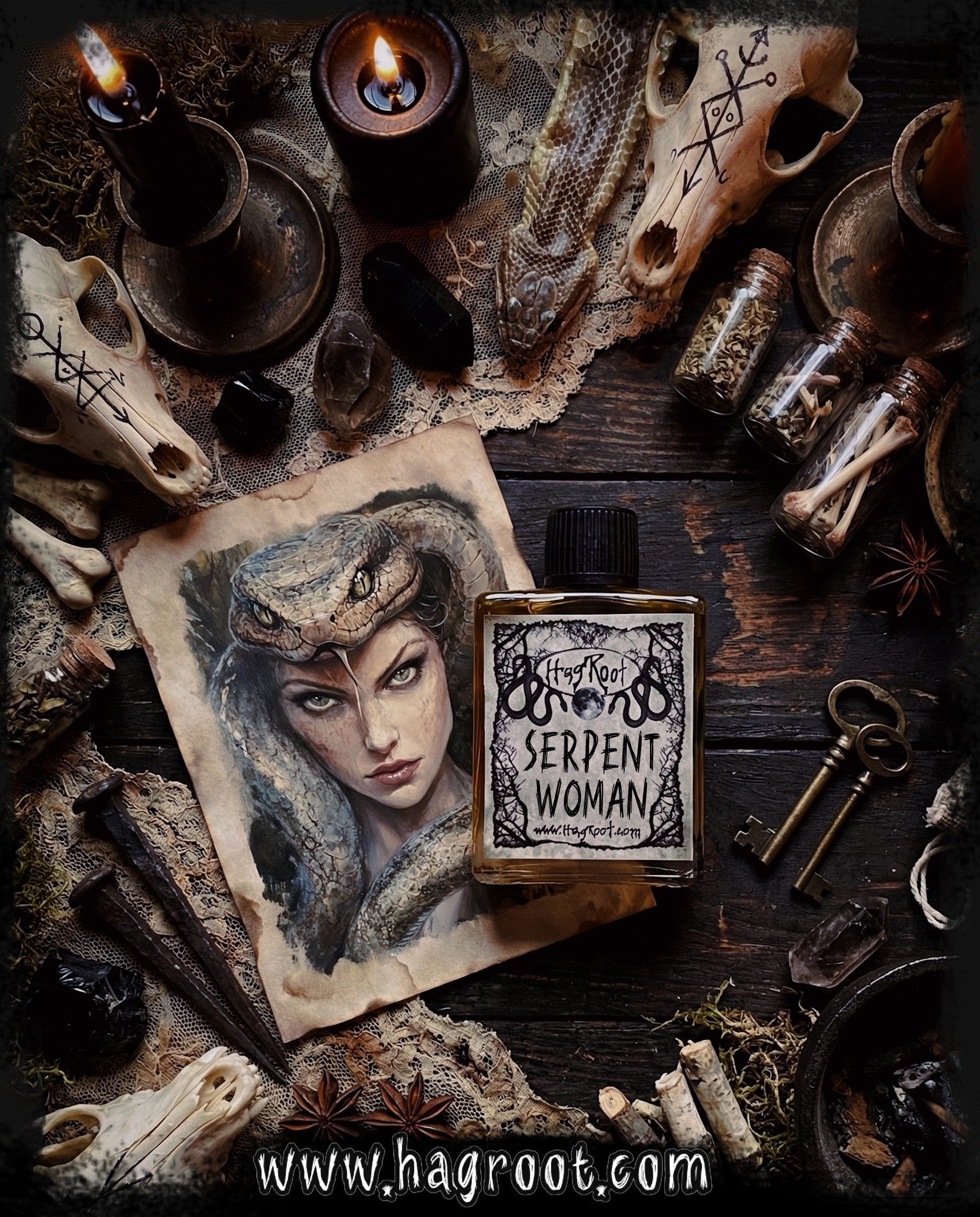 SERPENT WOMAN-(Amber, Birch, Cacao, Fir, Clove, Patchouli, Sugar Cane)-Perfume, Cologne, Anointing, Ritual Oil